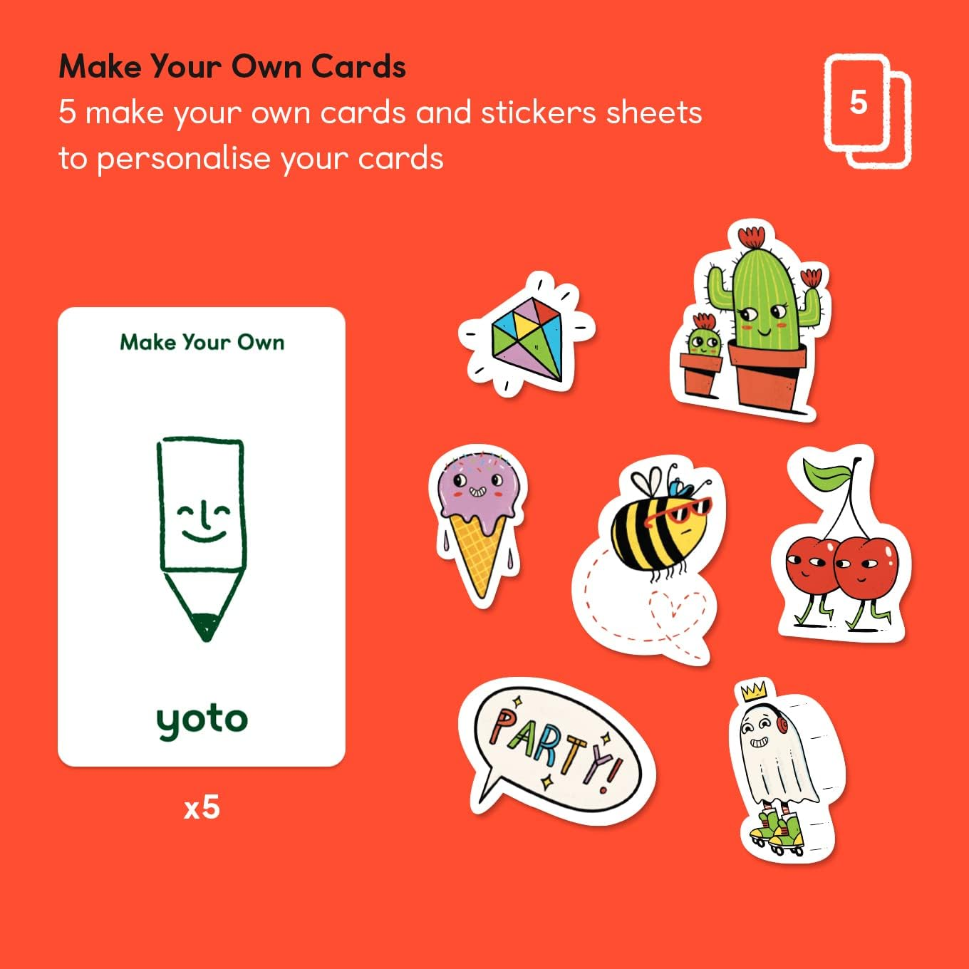 Yoto Make Your Own Cards &ndash; 5 Blank Audio Cards for Use with Yoto Player & Mini All-In-1 Audio Player, Record & Play Stories Music Radio Podcasts Birthday Messages & Fun Educational Learning Activities
