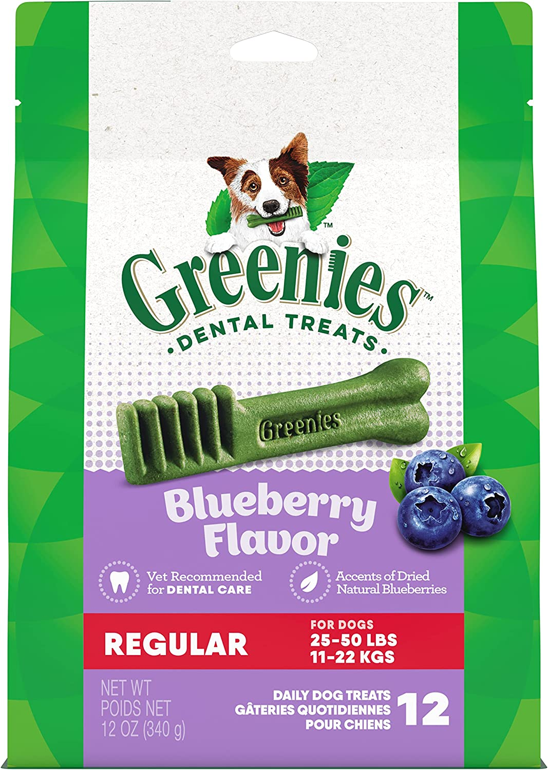 GREENIES Canine Dental Dog Treats Blueberry Regular 12 Chews 340G image number 6