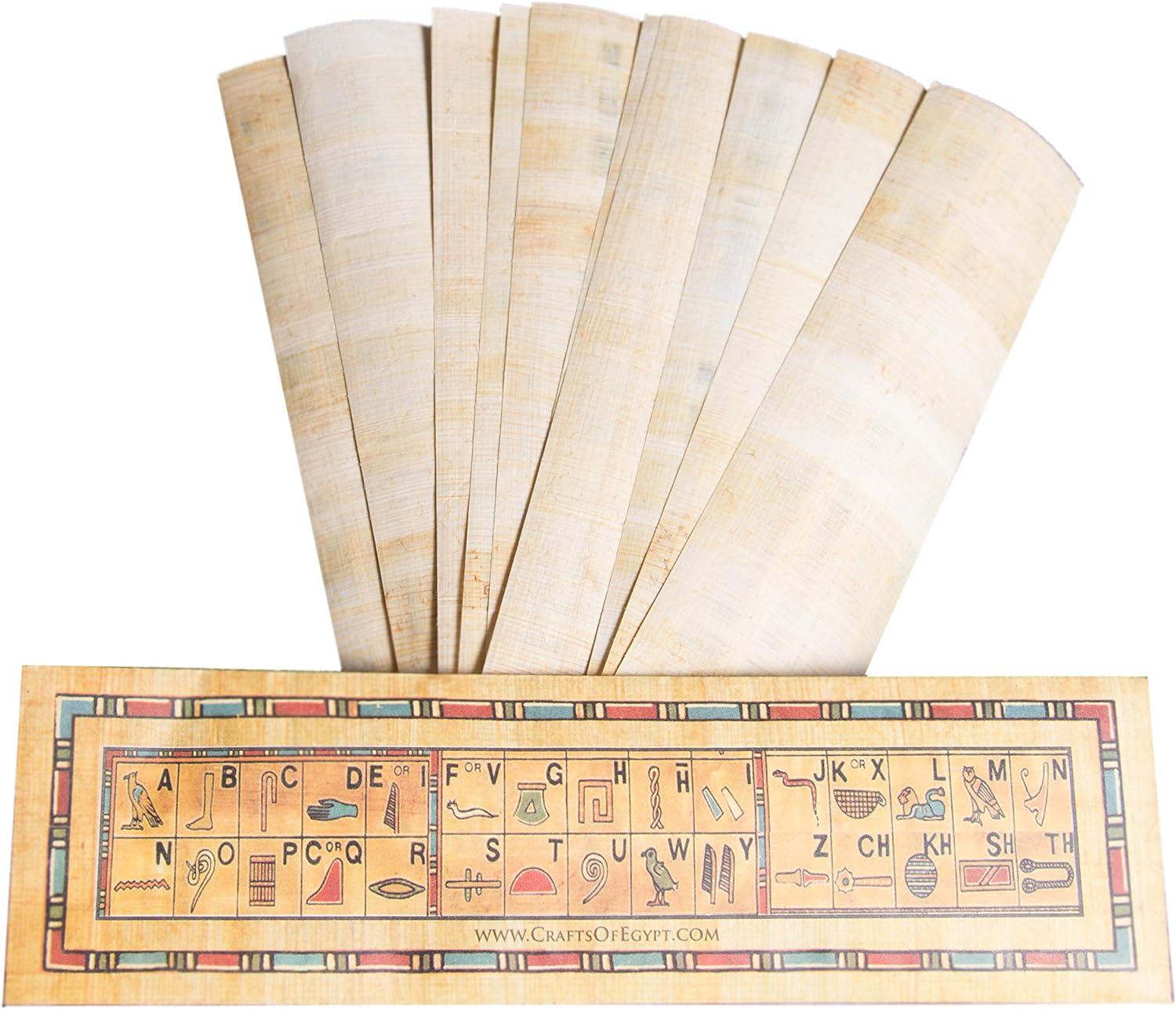 10 Egyptian Papyrus Paper Blank Bookmarks for Art Projects and Schools 7.2 X2.0 Inch (5X18 Cm) by Craftsofegypt image number 1