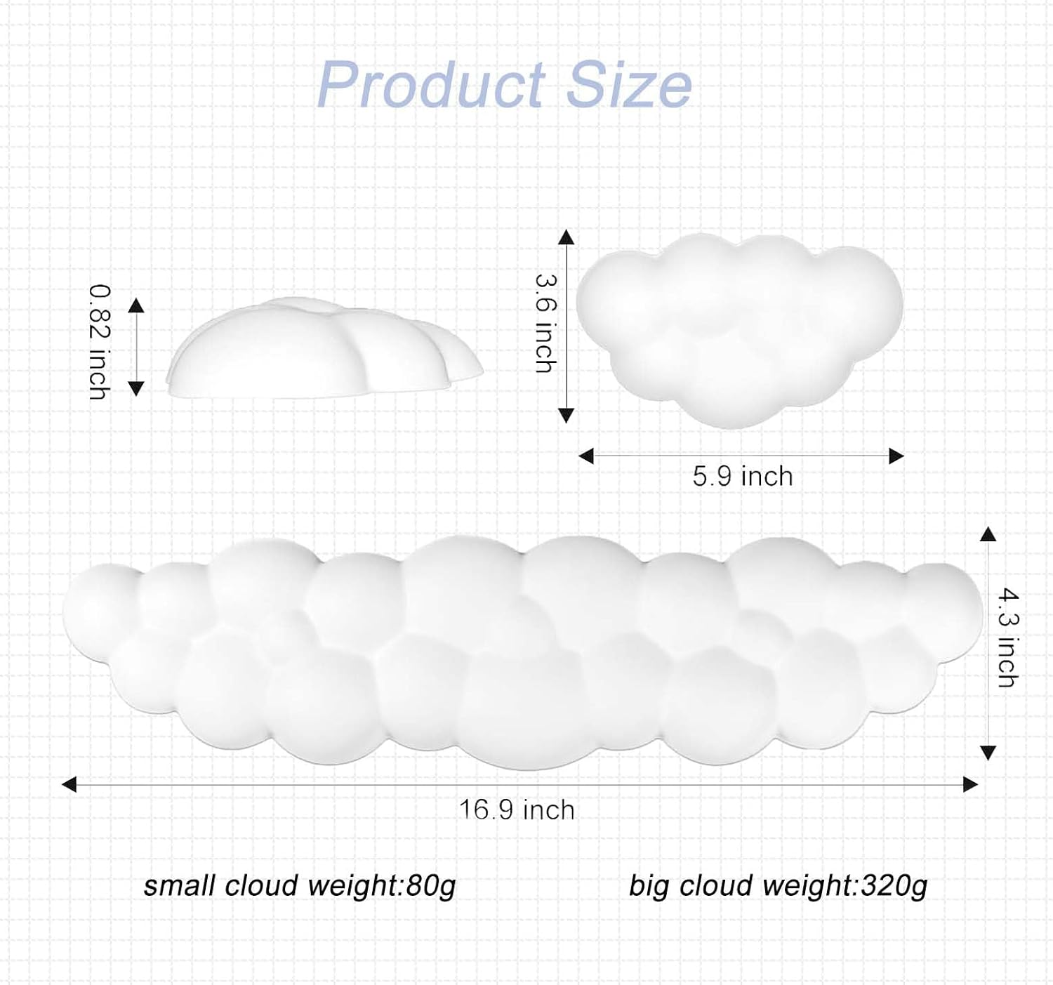 Cloud Wrist Rest Keyboard Cloud Mouse Pad Wrist Rest Comfortable and Soft, Relieve the Pain of Long-Term Keyboard Typing,Ergonomic Keyboard Holder,For Office Home School Comfortable Typing & Working image number 2