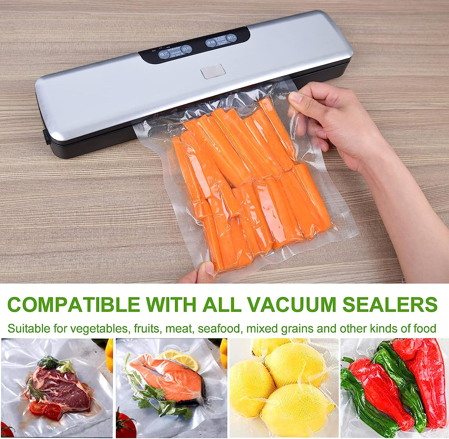 Food Vacuum Seal Roll Food Vacuum Sealed Bags Seal Storage for Food Commercial Grade Food Storage Sealer Rolls Food-Grade Pre Storage Bags Compatible with All Vacuum Machines Food Saver(5 Rolls Total) image number 4