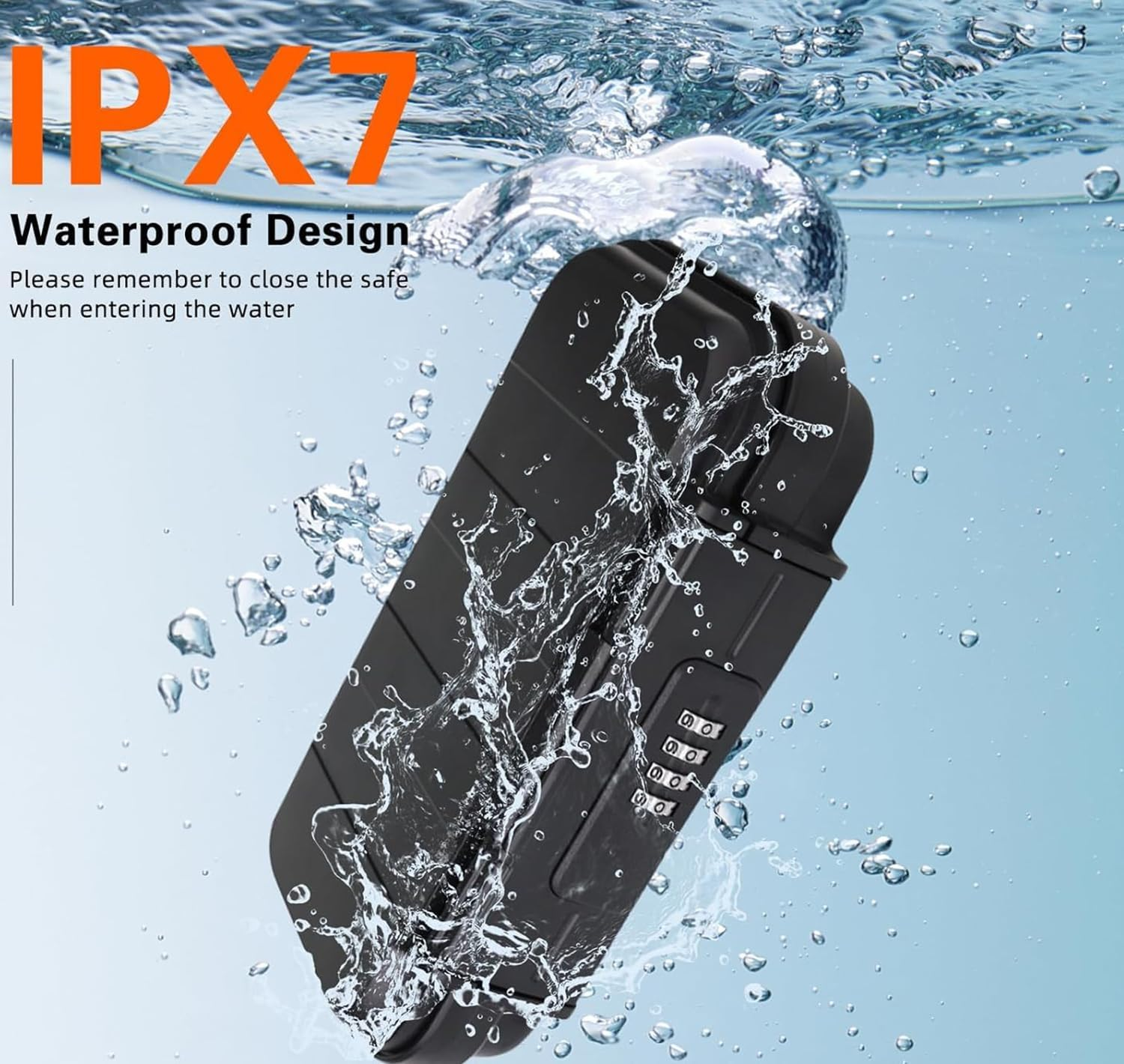 RUNTOO MU Portable Safe Box, Security Lock Case with 4-Digit Code, Waterproof Shockproof Travel Safe Lock Cash Box with Removable Wire Rope for Dorm, Travel, Beach, Hotel, Car, Home, Office image number 1