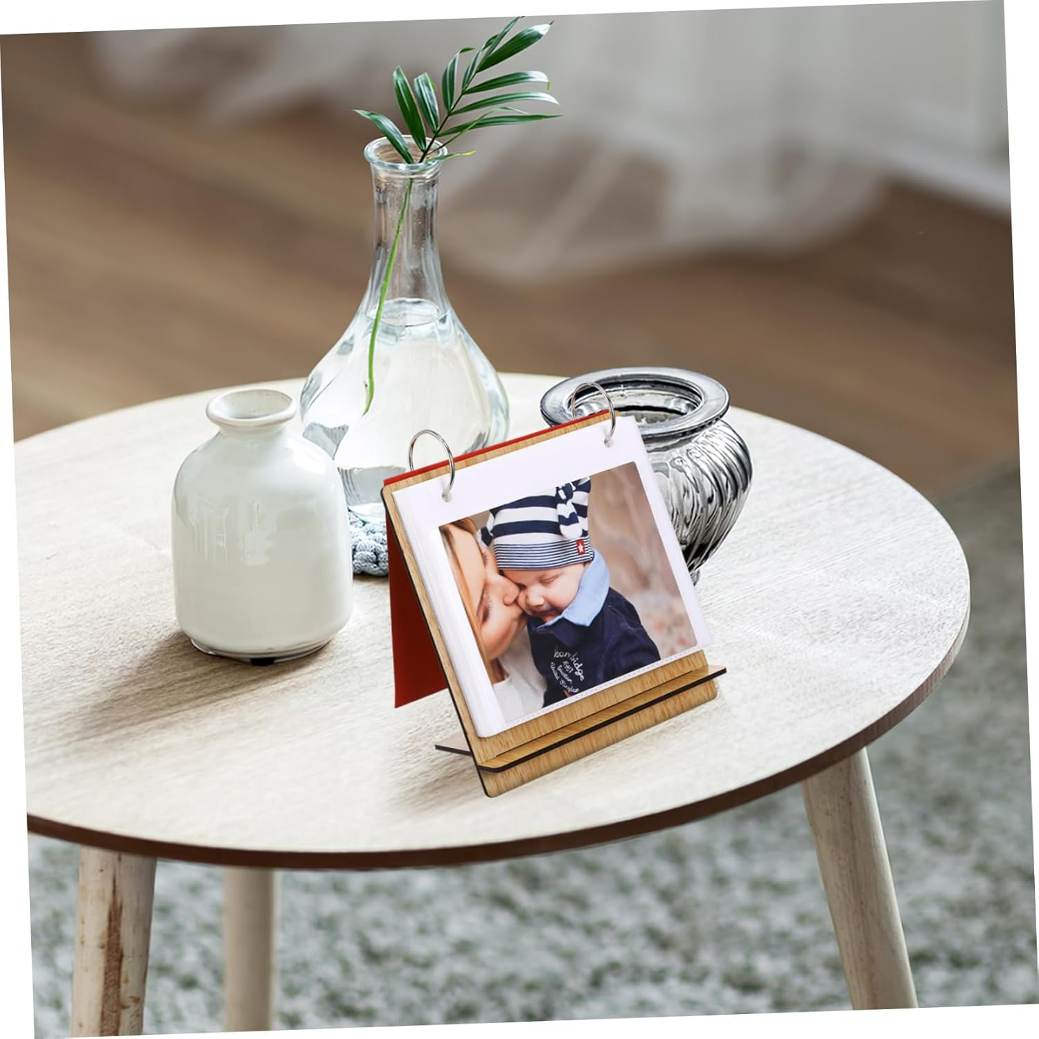 Desktop Flip Photo Album 6.29X5.97Inch Photo Frame 25 PVC Pockets Space-Efficient Baby Album Book image number 4