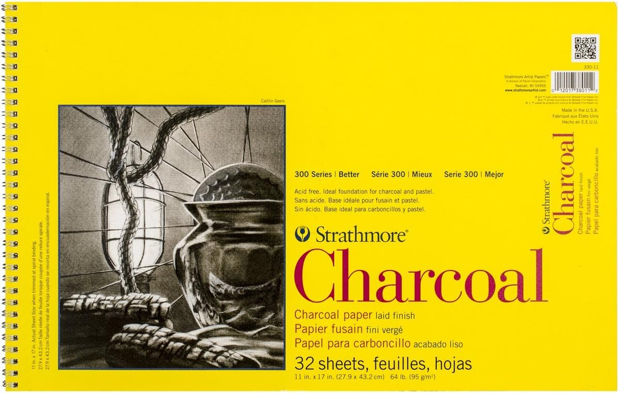 Strathmore 300 Series Charcoal Paper Pad, Top Wire Bound, 9X12 Inches, 32 Sheets (64Lb/95G) - Artist Paper for Adults and Students - Charcoal and Pastel image number 3