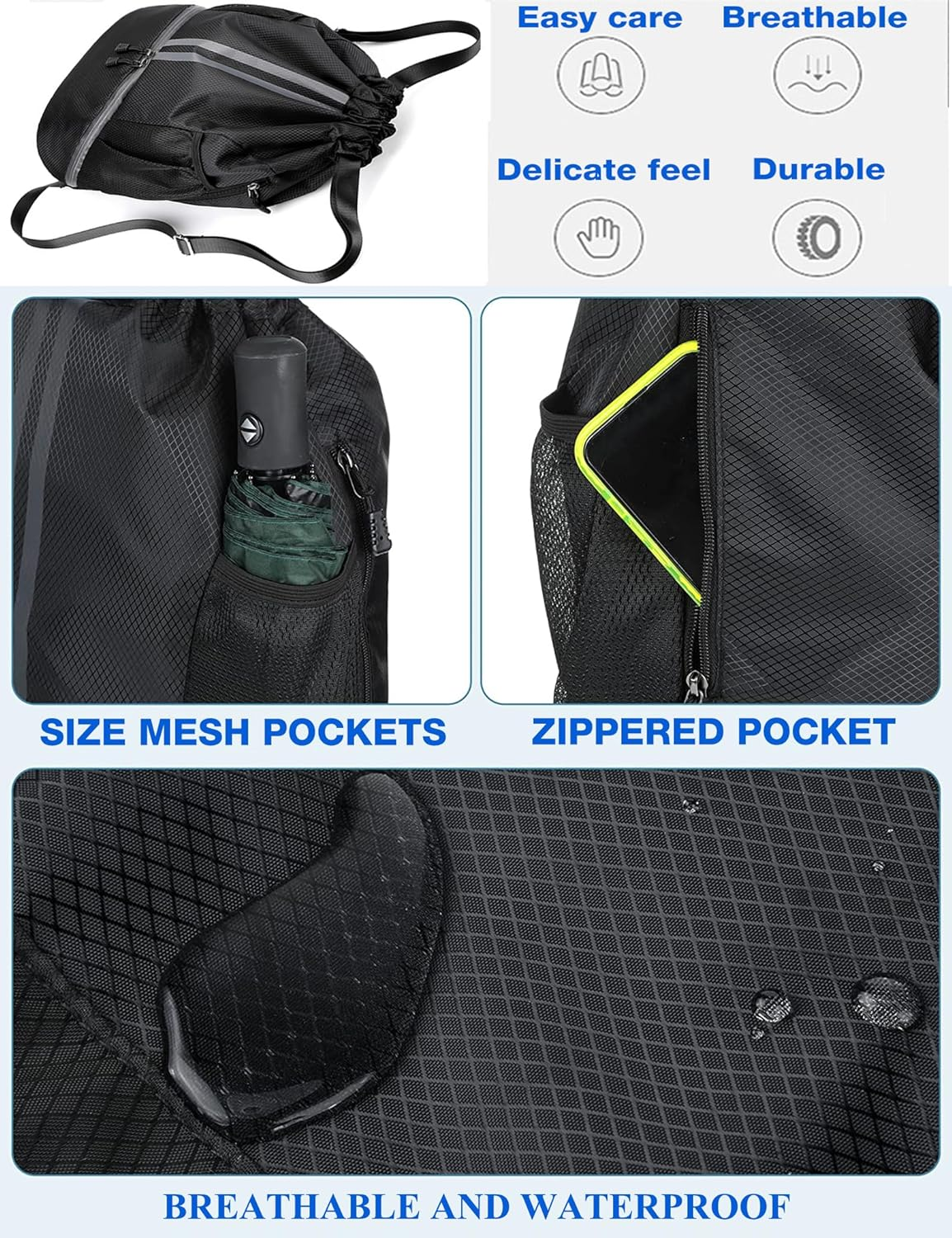 Outdoors Soccer Bag, Large Capacity Football Storage Bag, Portable Oxford Cloth Backpack, Waterproof Soccer Backpack with Ball Shoe Compartment Drawstring, Gym Bags for Basketball Volleyball image number 6