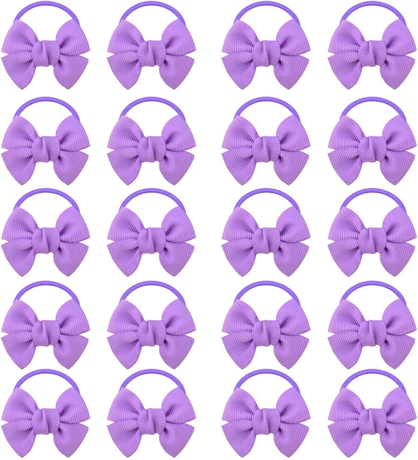 20 Pcs White Hair Accessories, White Hair Bow, Whites Bows for Hair, Girls Bobbles Bows School Bands, Elastics Hair Bands for Girls (White) - Deep Blue image number 7