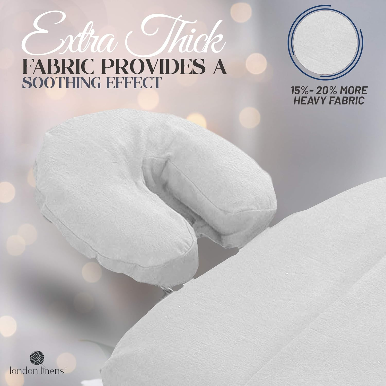 London Linens Pack of 4, Premium Extra Thick 100% Cotton Flannel Massage Tables Face Cradle Covers Cozies Fitted - Includes 4 Pcs (White) image number 7