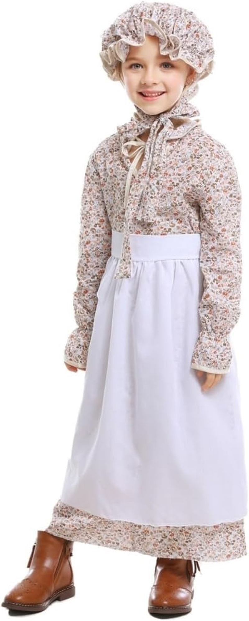 Costume Bay Pioneer Olden Days Costume Pilgrim Frontier Colonial Victorian Book Week Historical Dress Cotton Material School Event Educational Play Attire image number 3