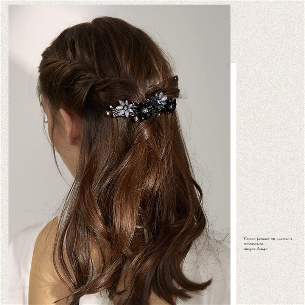 Crystal Hair Accessories,Clips Hairpins,Clip Plate,Hairpin Spring Clip Hairpin Rhinestone Ponytail Headgear Large Clip Hair Accessories (Color : A, Size : 9 * 3.2Cm) image number 5