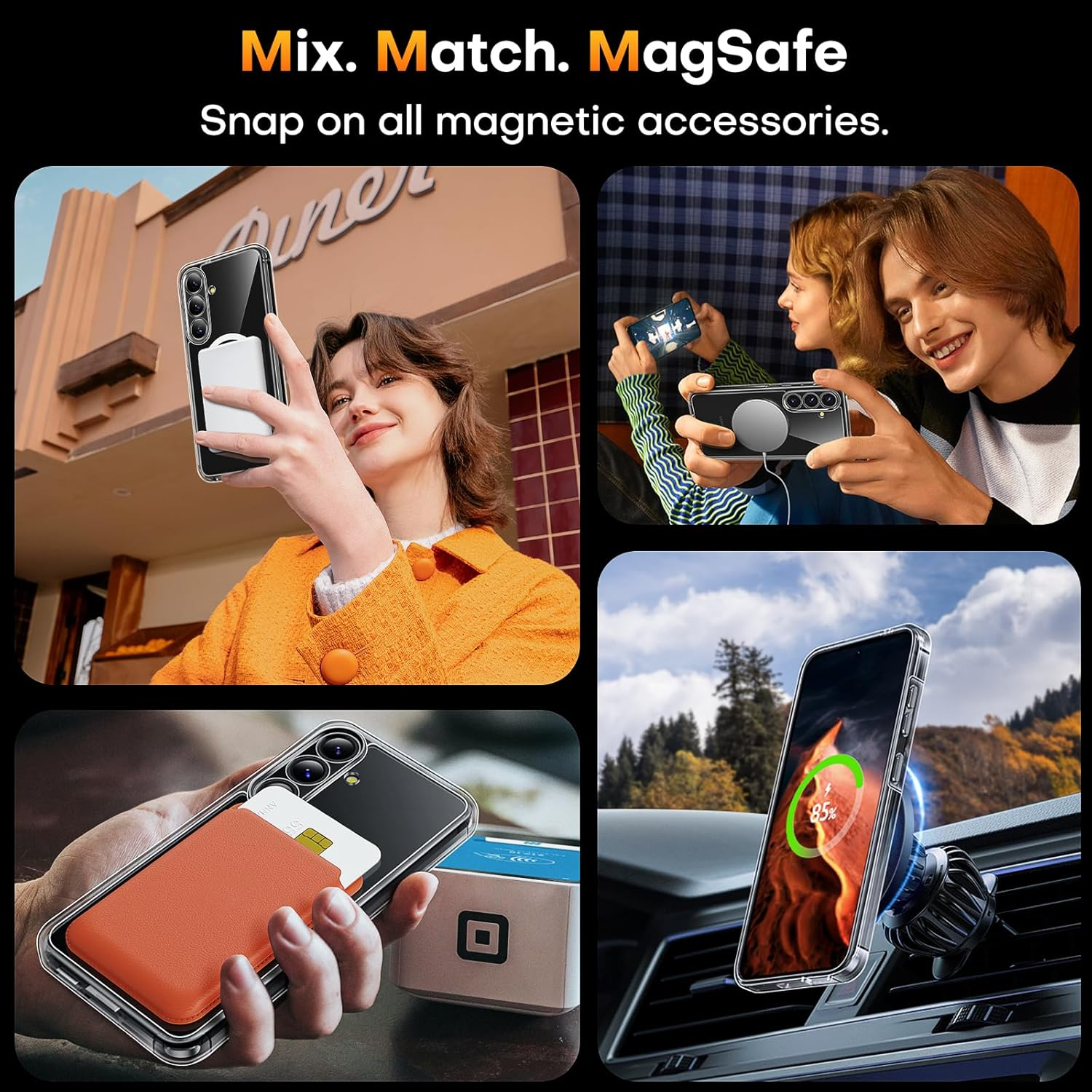 TAURI for Samsung Galaxy S25+ / S25 plus Case, Compatible with Magsafe, Military-Grade Protection, [Anti-Yellowing] Shockproof Transparent Back Magnetic Phone Cover - Clear image number 2