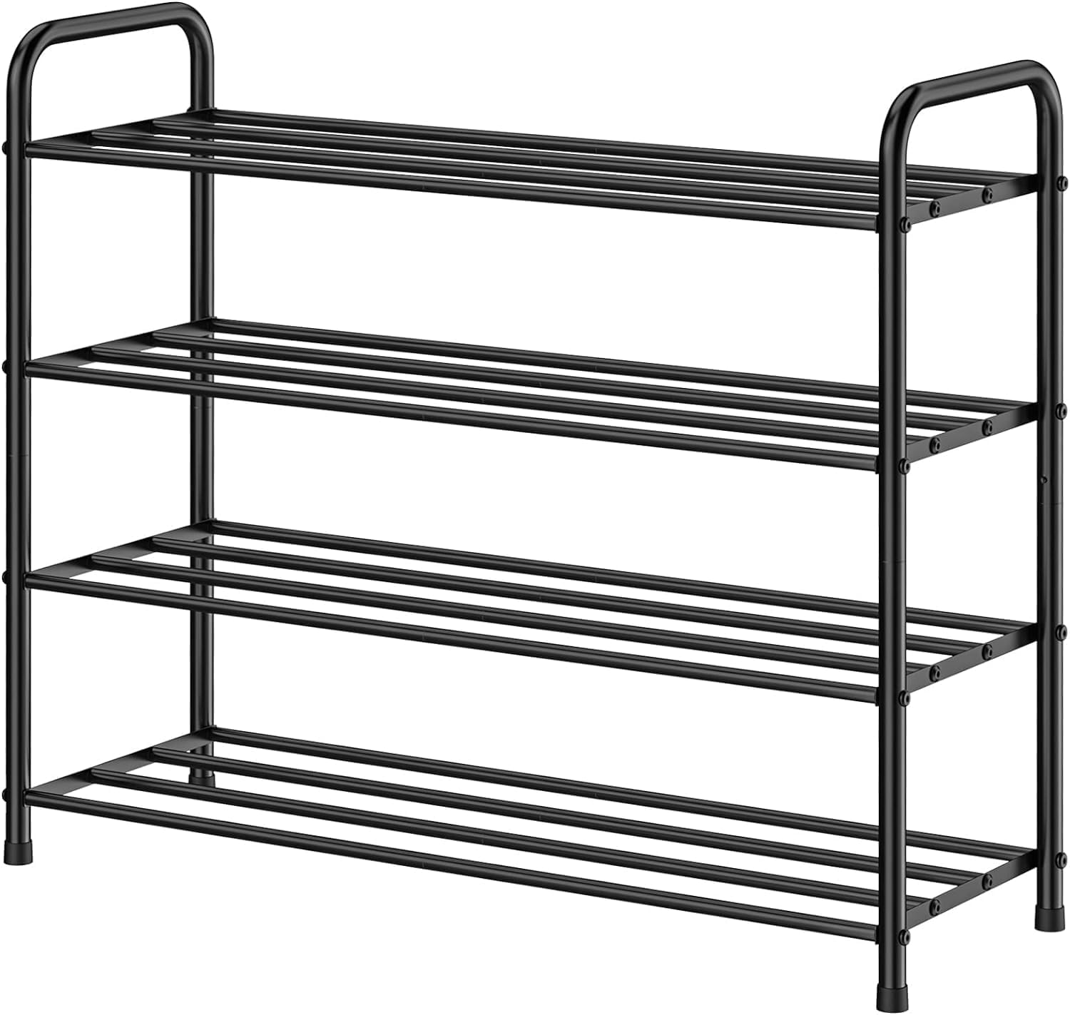 FANHAO 4-Tier Shoe Rack, 100% Stainless Steel Shoe Shelf Storage Organizer 12 Pairs for Bedroom, Closet, Entryway, Dorm Room, 68 X 26 X 65Cm (Matte Black) image number 3