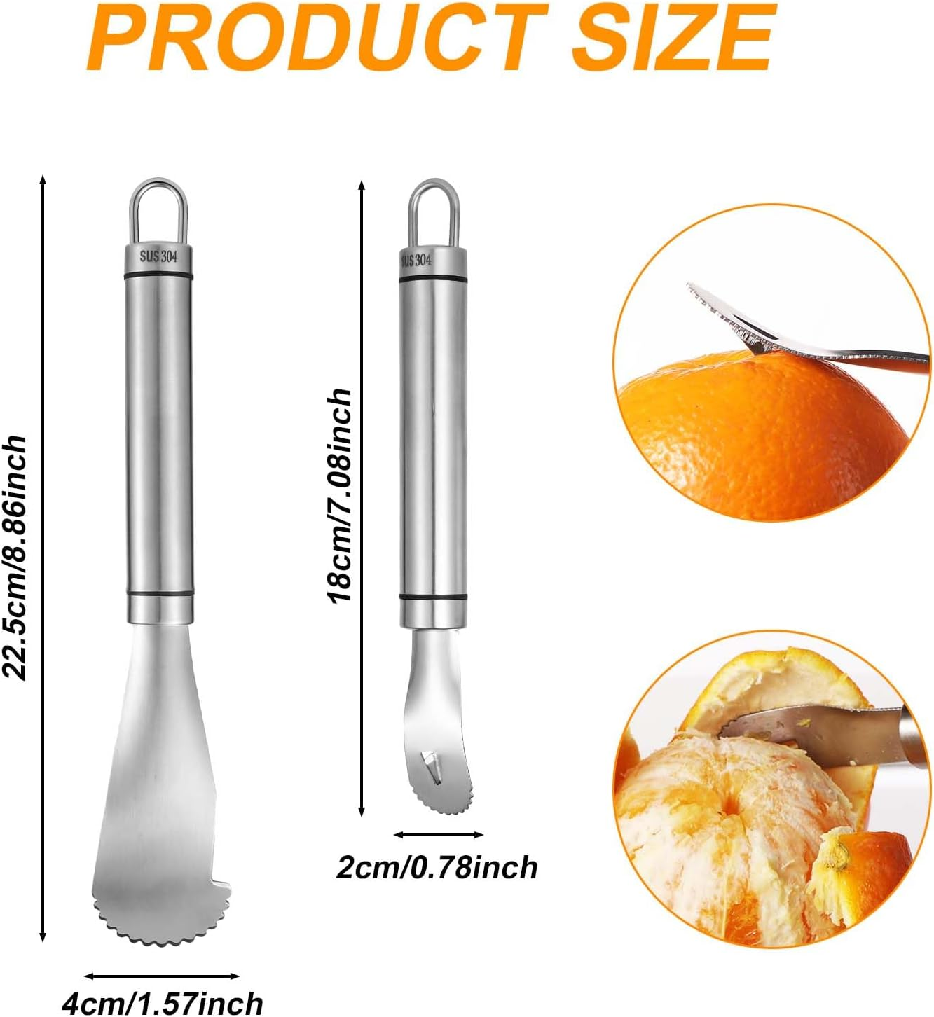 Orange Peeler & Grapefruit Peeler, Stainless Steel Orange Peeler Tool Citrus Peeler Long Handle Orange Pomelo Peeler Tool Fruit Opener Remover for Kitchen Gadget Chef Tools image number 1