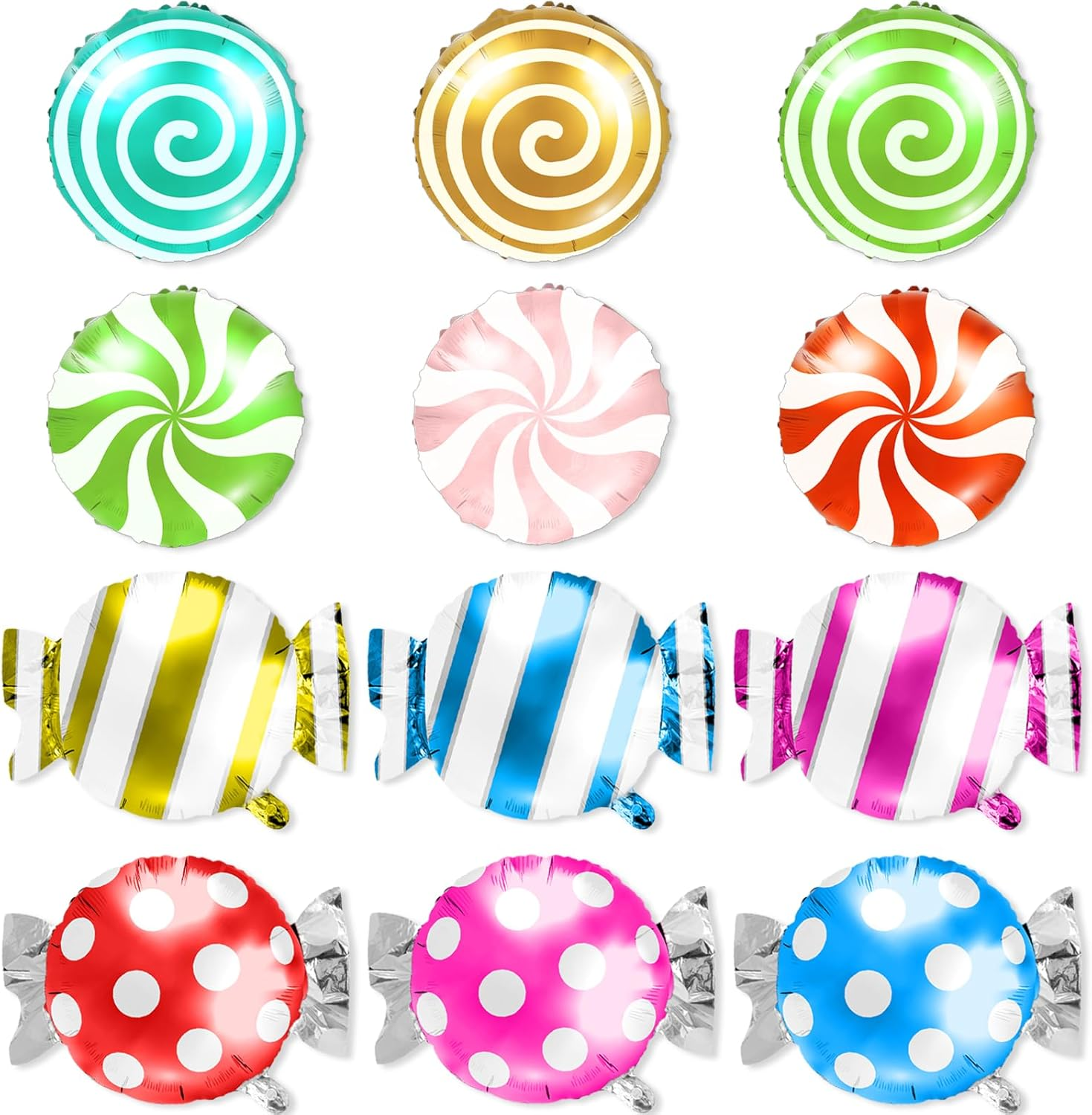 NILLOS Candy Themed Party Decorations, 12 PCS round Lollipop Balloon for Birthday, Festival (4 Styles) image number 3