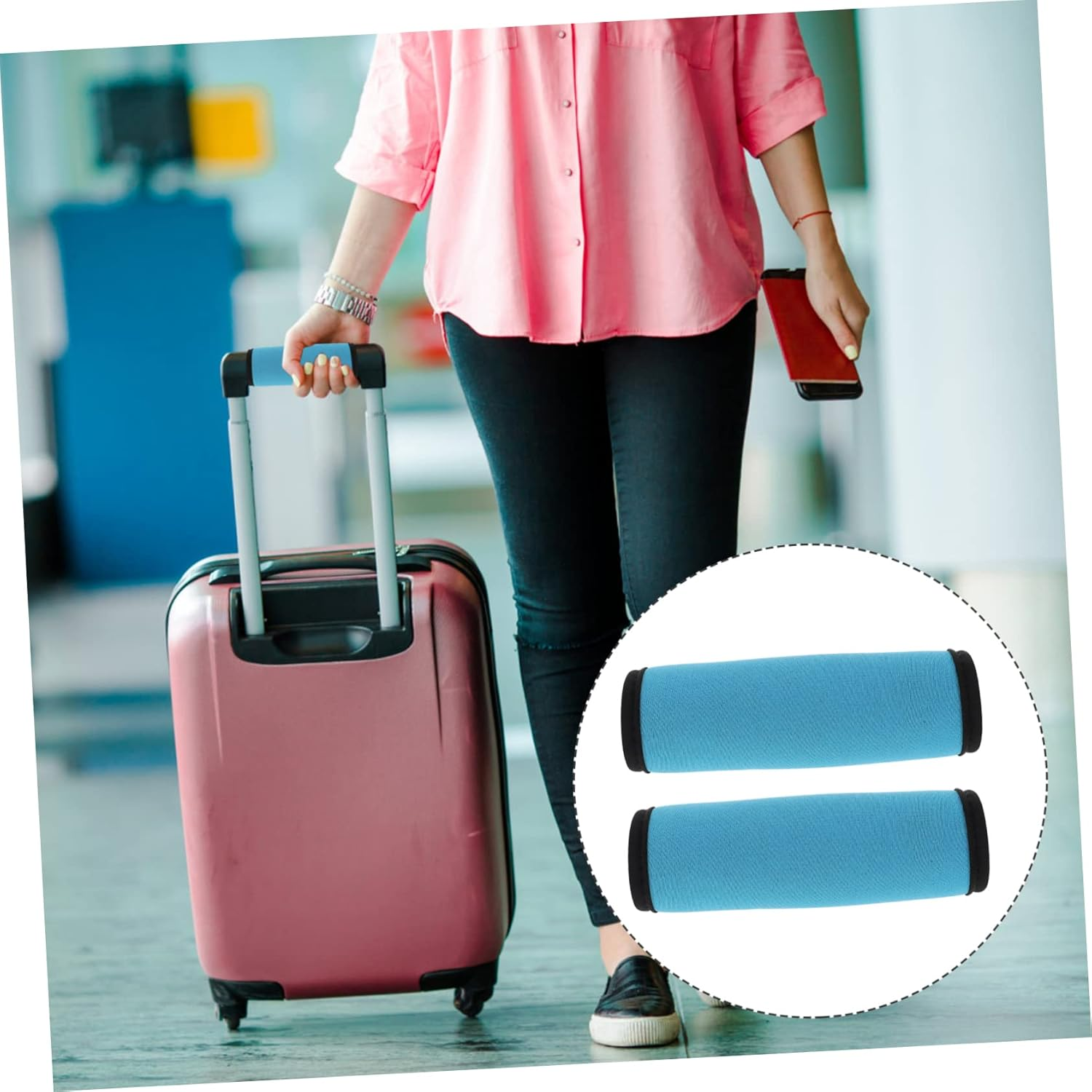 WATIIFUFU 4Pcs Travel Containers Neoprene Handle Wraps Luggage Handle Covers for Suitcase