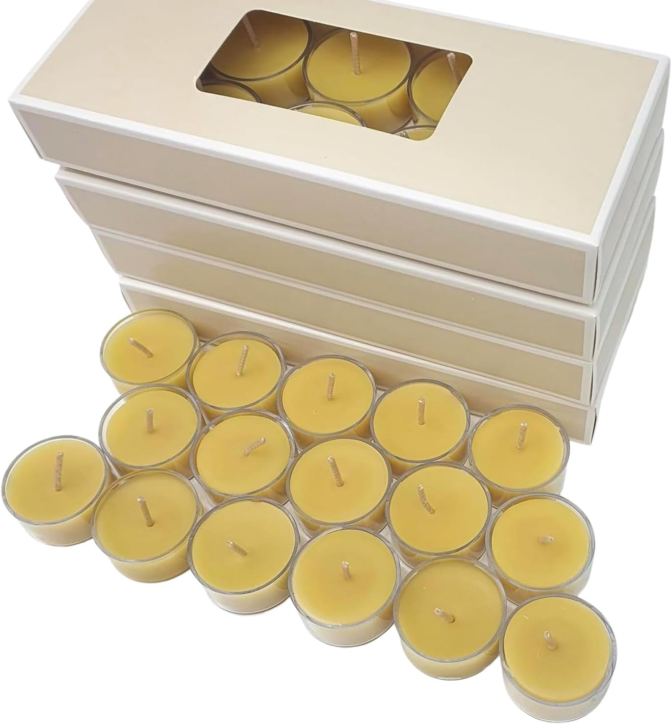 98Pc Australian Made Pure Beeswax Tea Lights, 100% Organic Pure Beeswax Tea-Light Candles, 4Hr Burn Time, Natural Beeswax Tealight Candles, Natural Beeswax Tealights image number 1