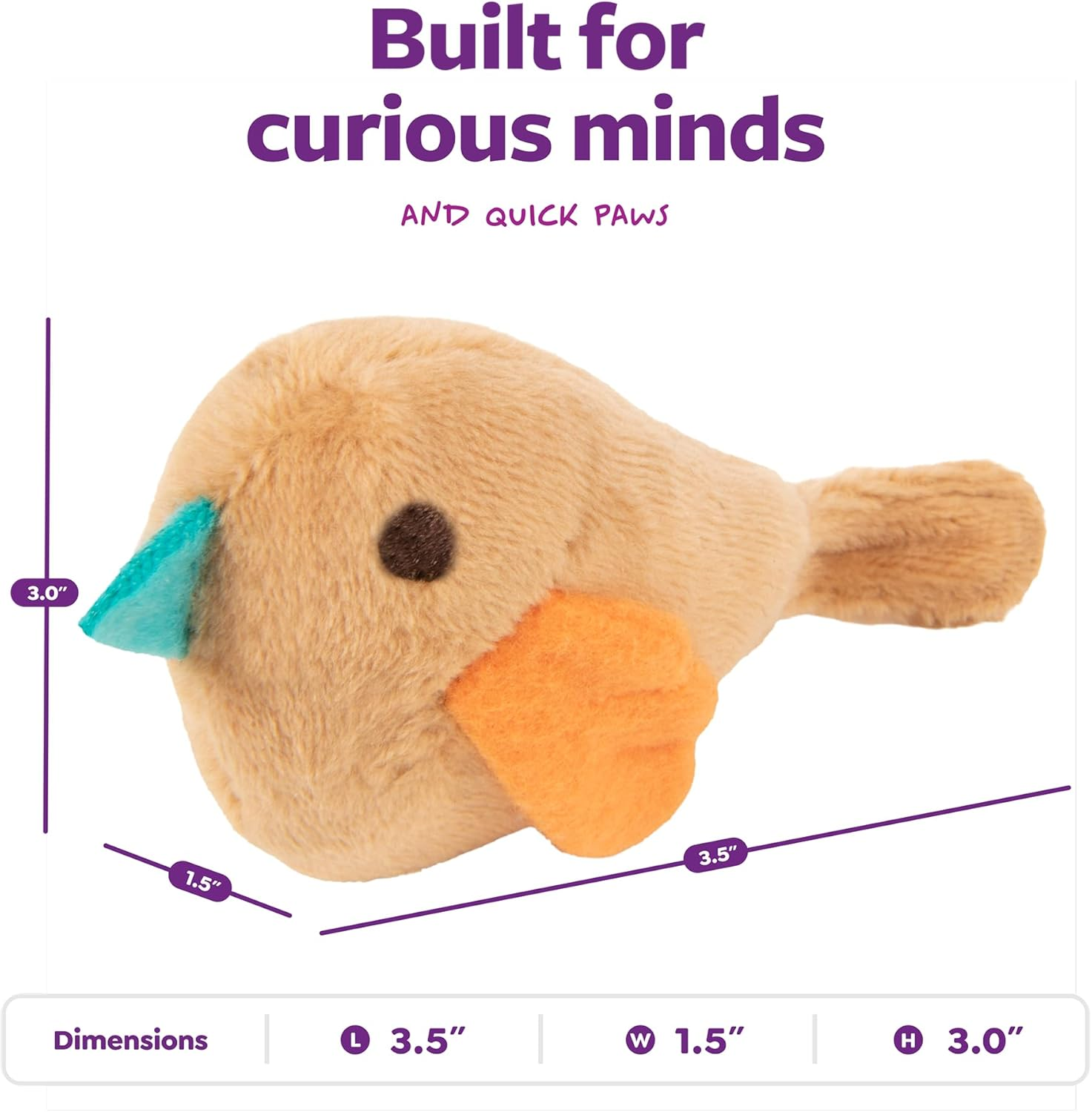Smartykat Chickadee Chirp Electronic Sound Cat Toy, Contains Catnip, Battery Powered - Light Brown, One Size image number 2