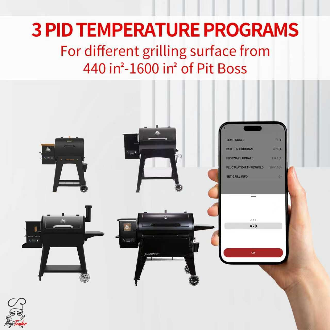 PID Rectangular Wifi Pellet Grill Controller Replacement for Pit Boss 440-1600, Navigator, Sportsman, NASCAR, Mahogany, Competitiion, Onyx, Pro Series, App-Enabled Thermostat Control Panel image number 3