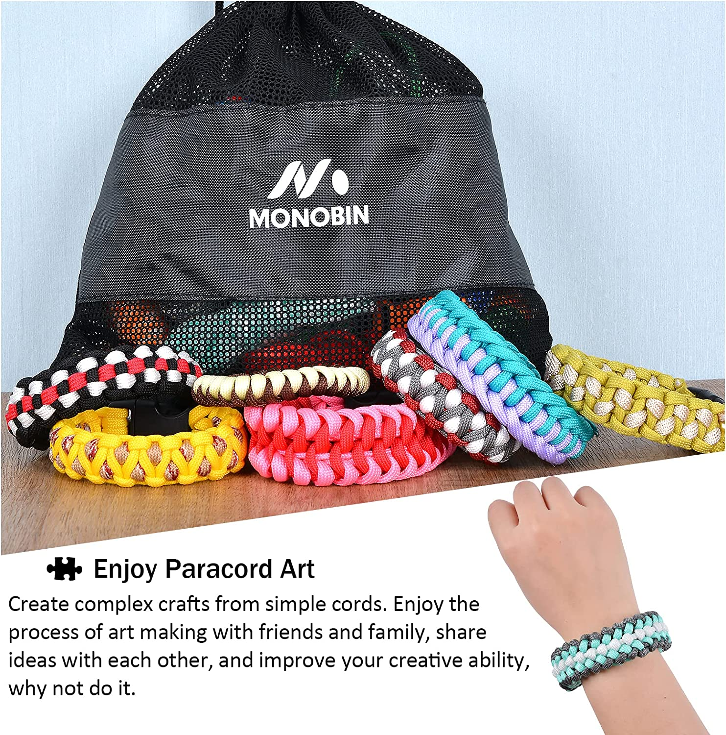 MONOBIN 36 Colors 10Ft Paracord 550 Combo Kit, Paracord Bracelets Making Kit - Multifunction Paracord Rope with Instruction for Making Lanyard, Dog Collar, Idea for Gift (36 Colors A) image number 5