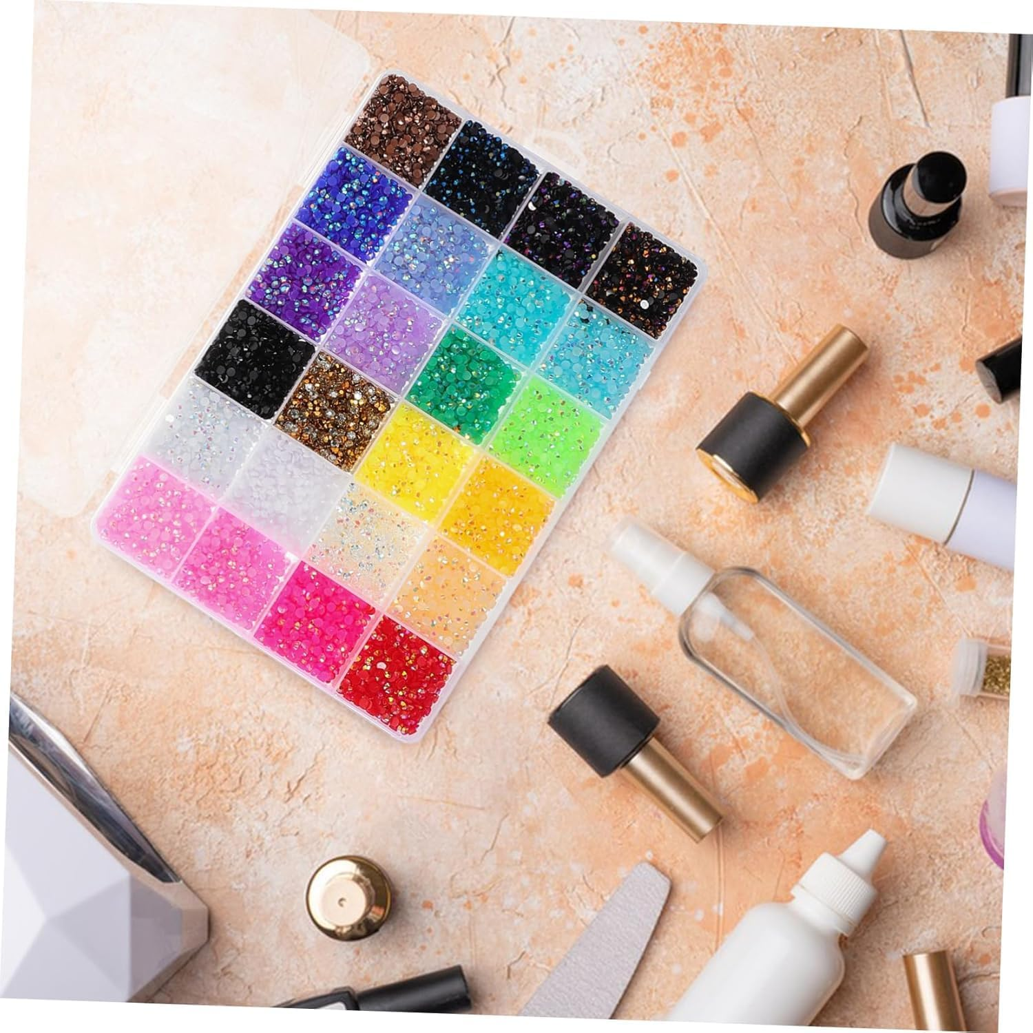 24000Pcs Nail Gems Kit with 24 Colors Flatback Rhinestones,Perfect for Nail Art, Charms, and Christmas Decor image number 1