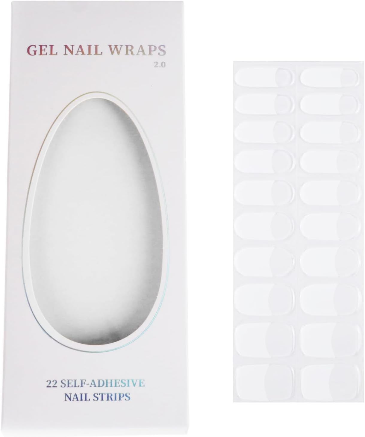 Wowled 22 Pcs Semi Cured Gel Nail Strips, Soft Self-Adhesive Full Gel Nail Wraps, UV Lamp Cured Nail Art Manicure Tool (White French) image number 1