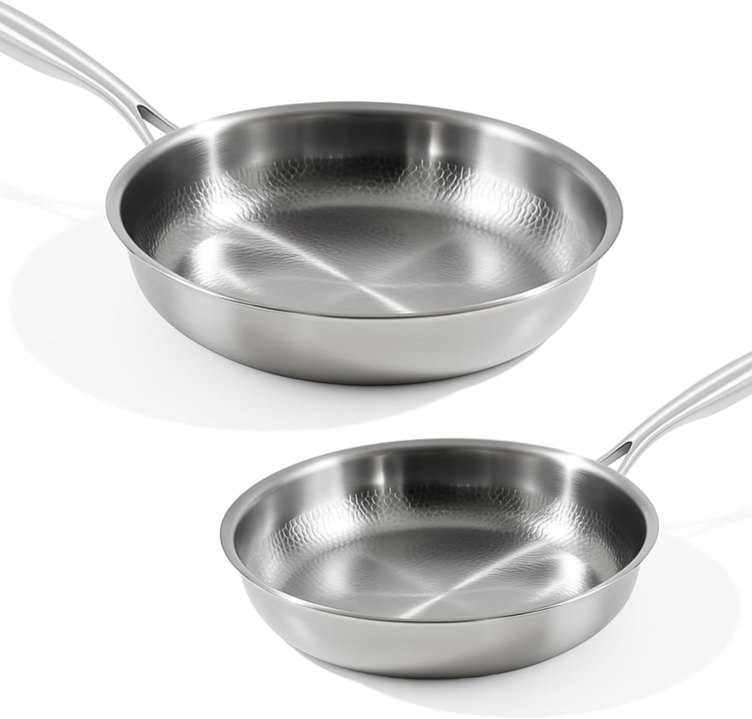 Lemonroad 2 Pcs 10.24" 11.81" Titanium Pan Set, Hammered Titanium Pan with Lid for Cooking Durable Scratch Resistant, Safe for Oven Induction image number 3