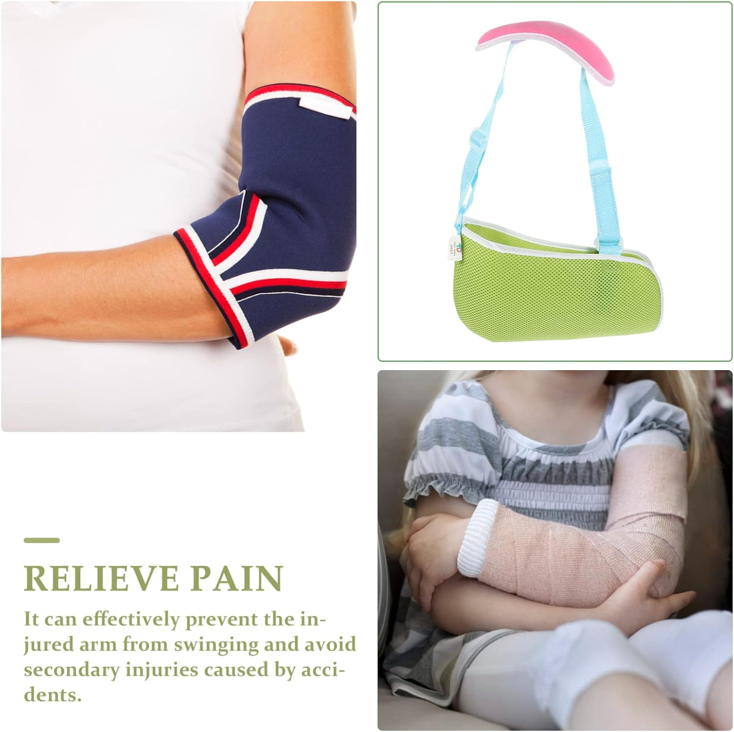 Healeved Breathable Arm Sling for Boys and Girls Forearm Support Brace for Fractured Arms Lightweight and Comfortable Design Suitable for Shoulder Injuries Random Shoulder Pad