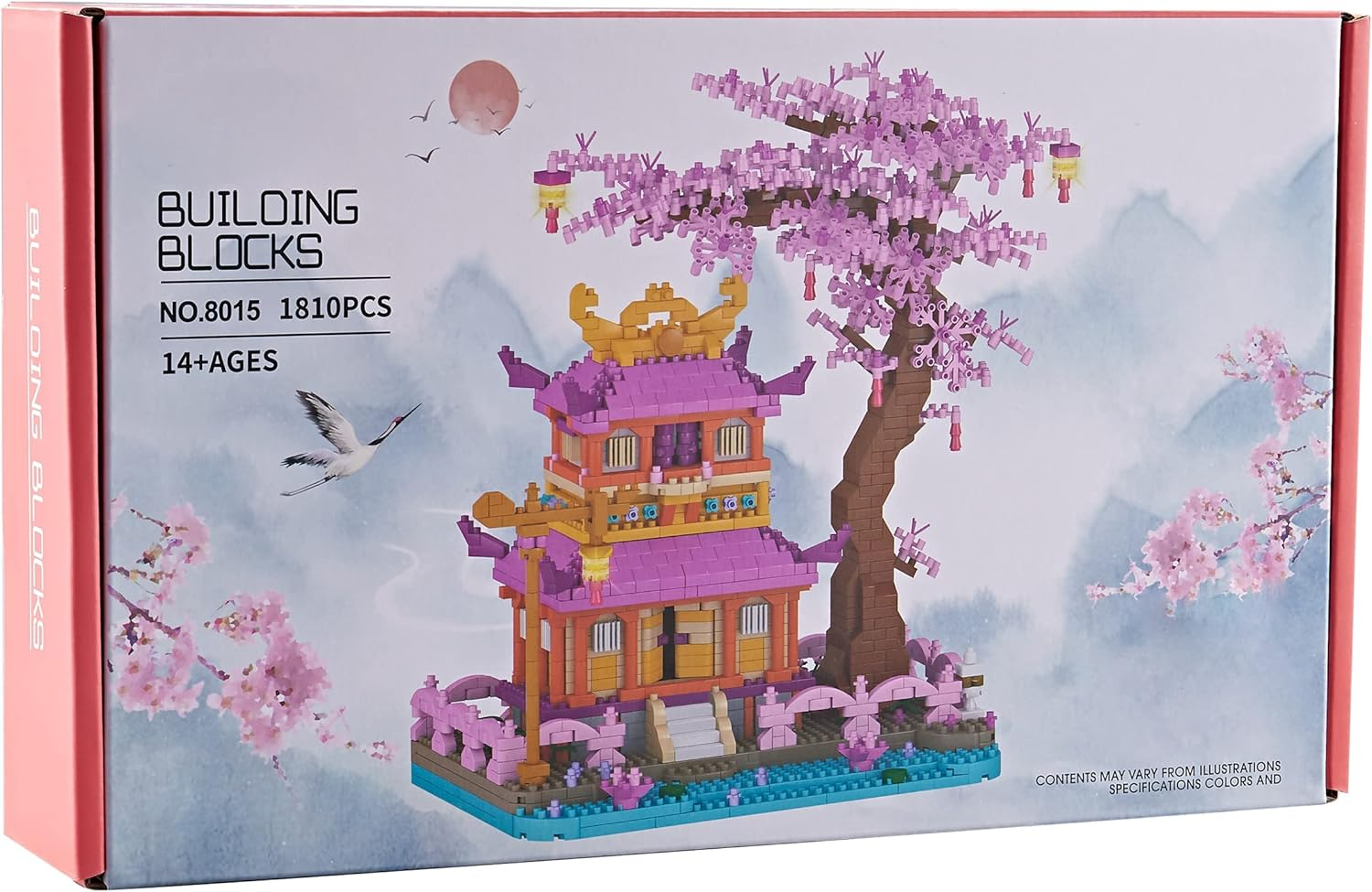 Japanese Cherry Blossom Tree Building Set with Gift Box Sakura Treehouse Plants Architecture Micro Blocks, Toys for Kids and Adults, 1810 PCS (With 2 Figure) image number 4