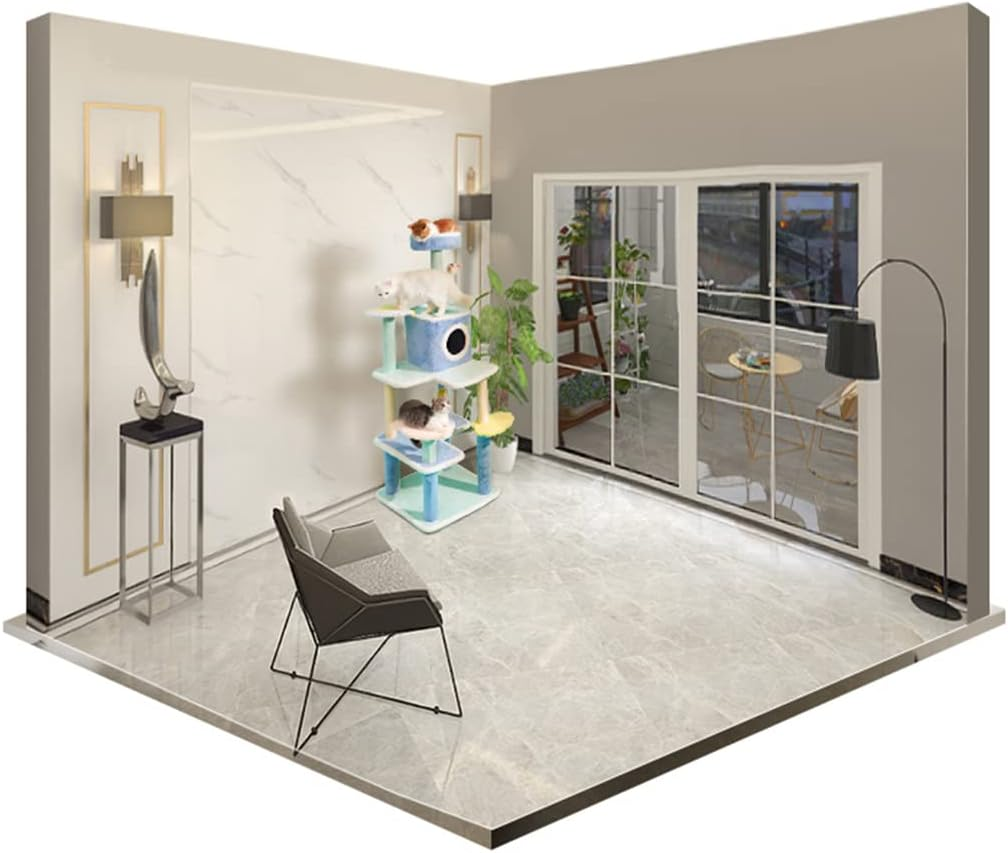 Colorful Cat Furniture, Multi-Level Cat Condo with Hammock and Scratching Posts for Kittens, Tall Cat Tree Toys for Rest