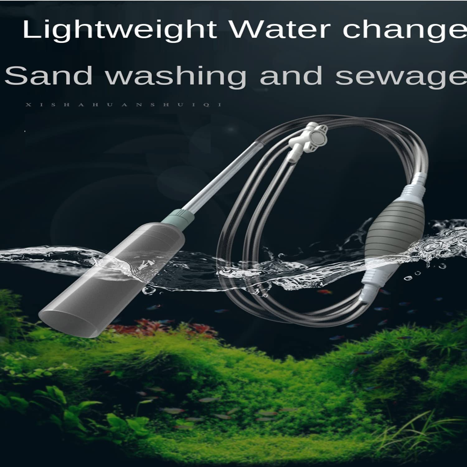 8.5FT Aquarium Water Changer Gravel Vacuum for Fish Tank Cleaning Tools with Clip, Siphon Universal Quick Pump Aquarium Water Changing image number 1