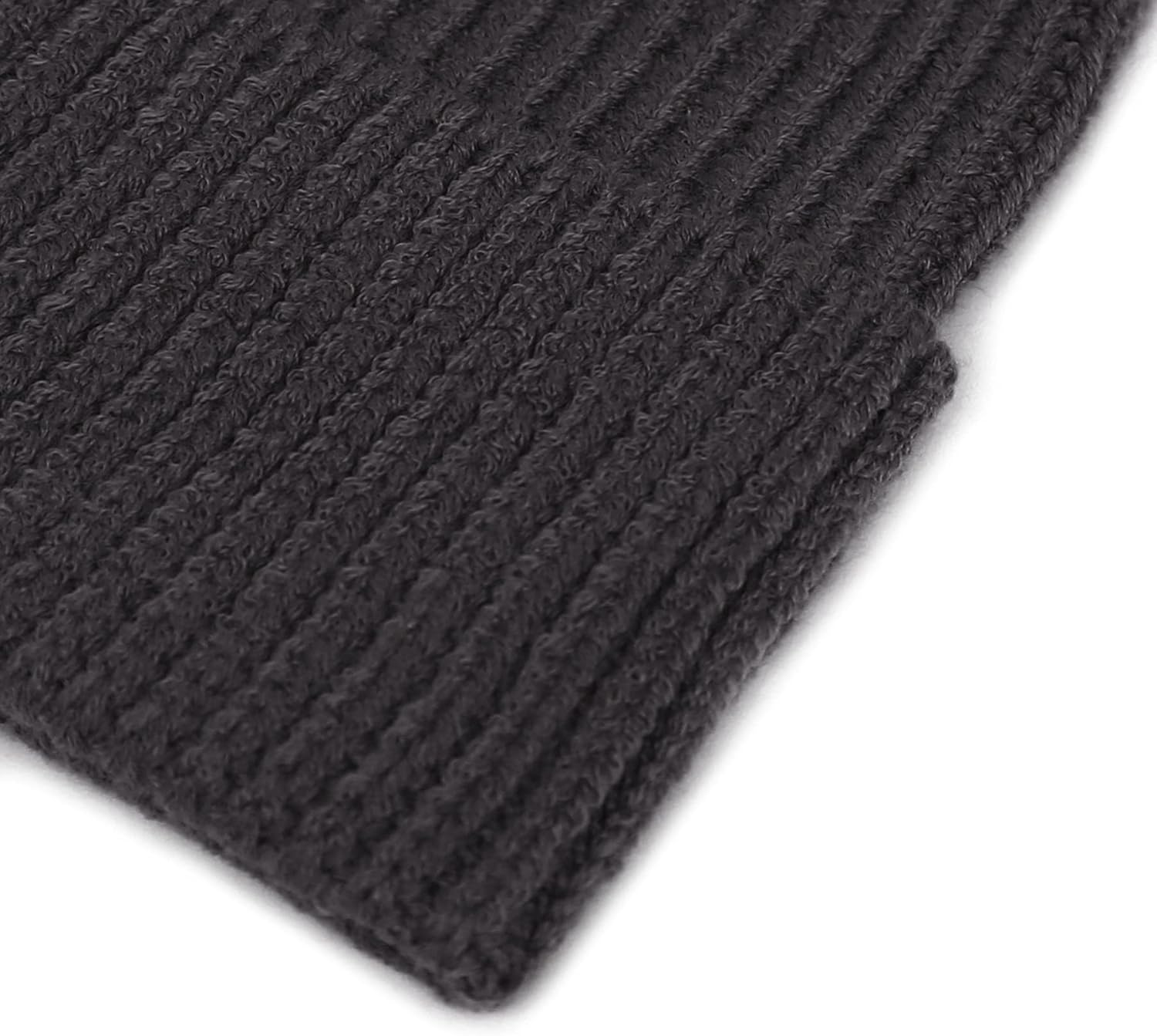 UNDERCONTROL Stripe Pattern Roll up Skullcap Warm Winter Watch Hats Thick Knit Cuff Square Logo Patch Unisex Fisherman Beanie - Charcoal image number 6