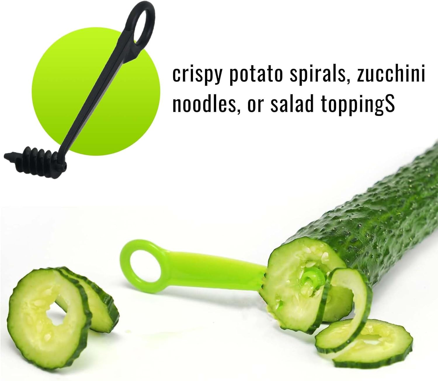 FLYTIN V-Shaped Knife Spiral Cutter, Serrated Fruit Vegetable Cutter Tool for Kitchen Decorating, Food-Safe Small Kitchen Gadget Easy to Use image number 2