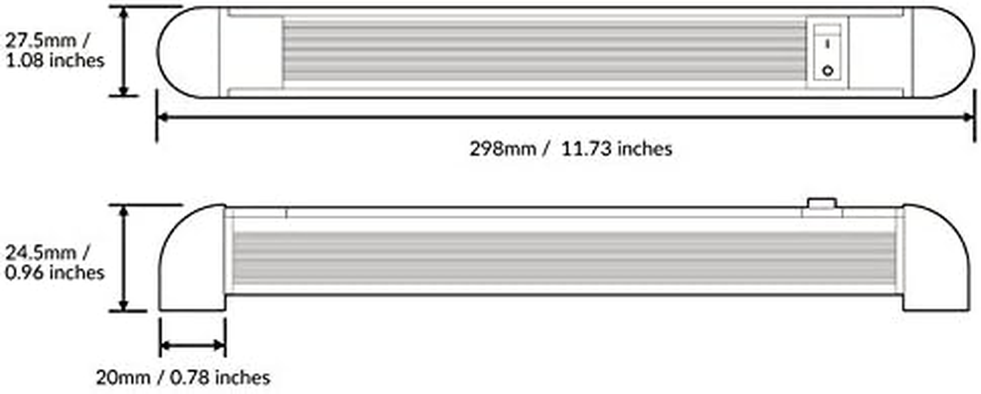 Dream Lighting 12V DC LED Swivel Strip Light under Cabinet Lighting with Switch 140Lumens 298Mm White Aluminum Shell Cool White Rotating Rail Lamps Boat Yacht Caravan Motorhome Campervan Pack of 2 image number 3