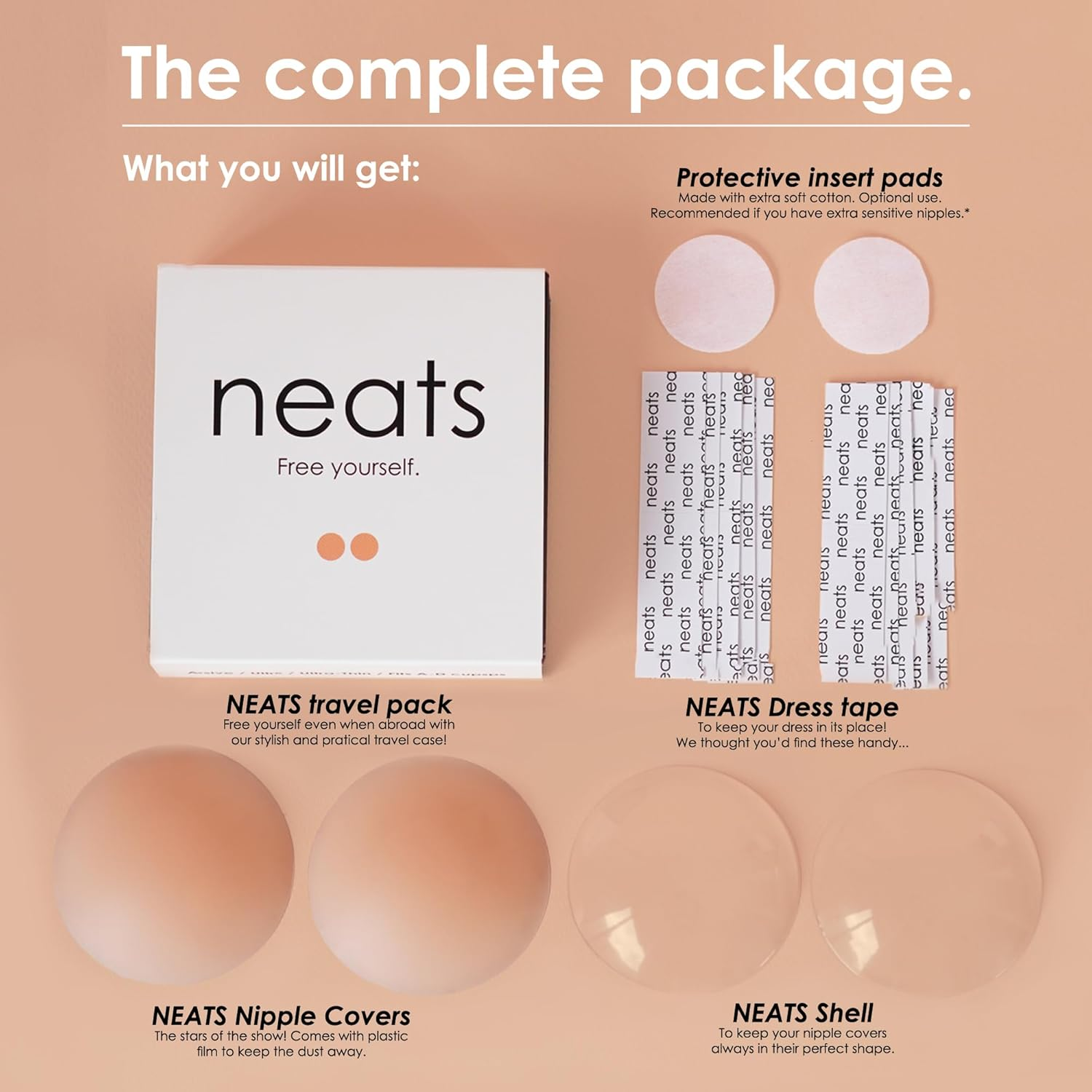 NEATS Nipple Covers for Women, Hypoallergenic Adhesive & Reusable Breast Pasties image number 1