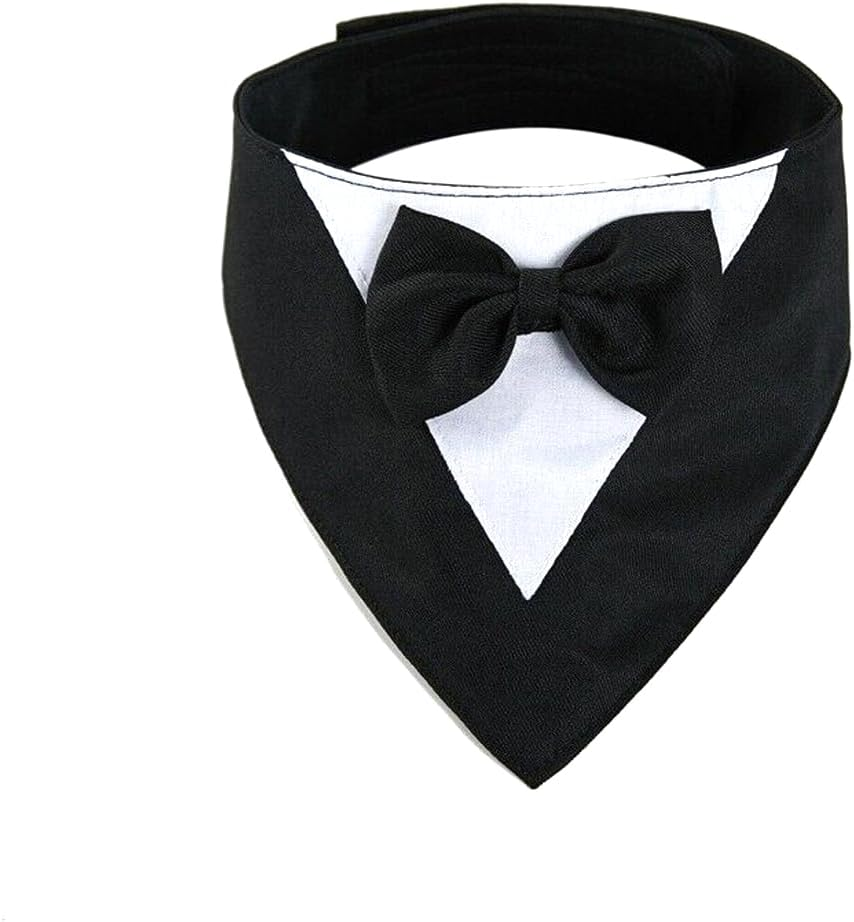 Dog Tuxedo Bandana, Dog Bandana, Dog Wedding Bandana, Formal Dog Tuxedo Bandana, Adjustable Dog Tie, Dog Bowtie, Dog Tuxedo Bandana image number 2