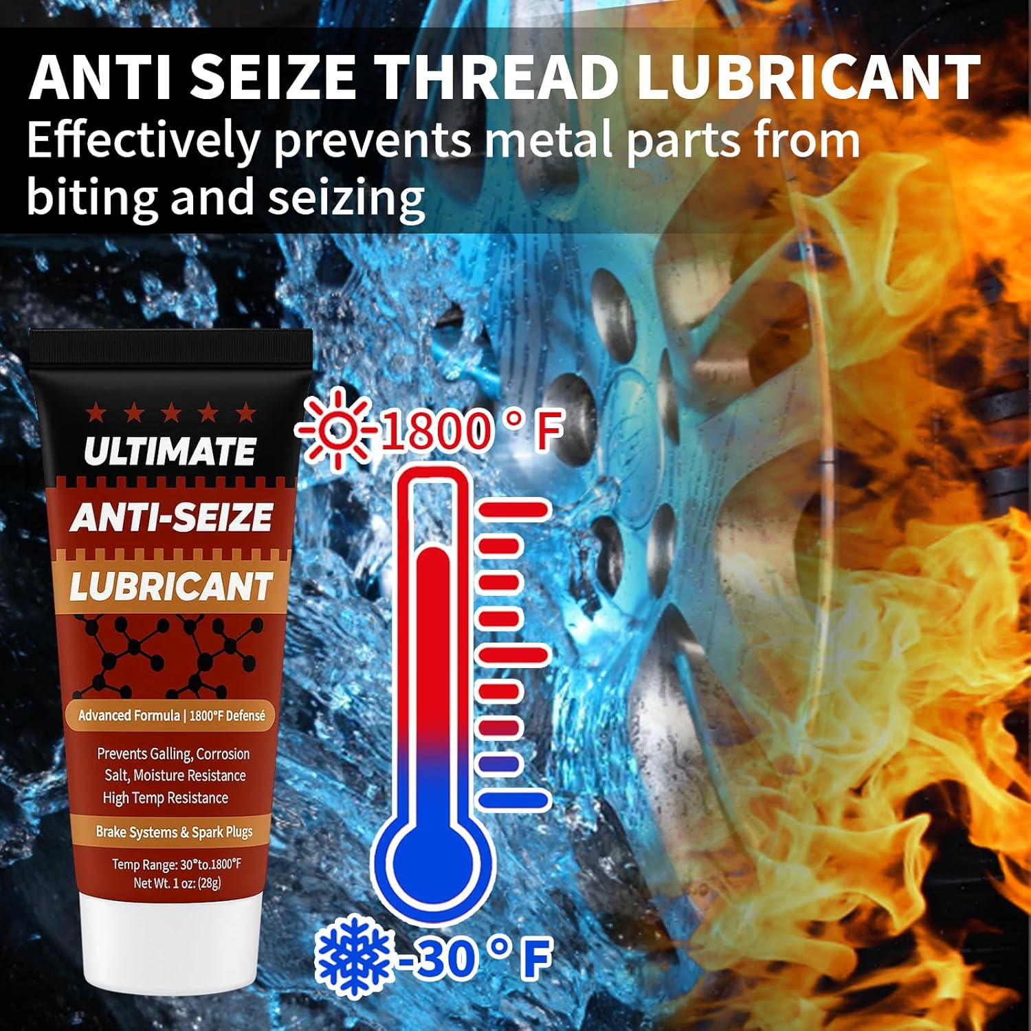 Copper Anti-Seize Thread Lubricant Spark Plug Antiseize Grease Compound for Automotive, Bolts and Nuts | High Temp Brake Parts Lubricant Grease Prevents Rust, Corrosion, Seizing - 1Oz Tube (1-Pack) image number 2