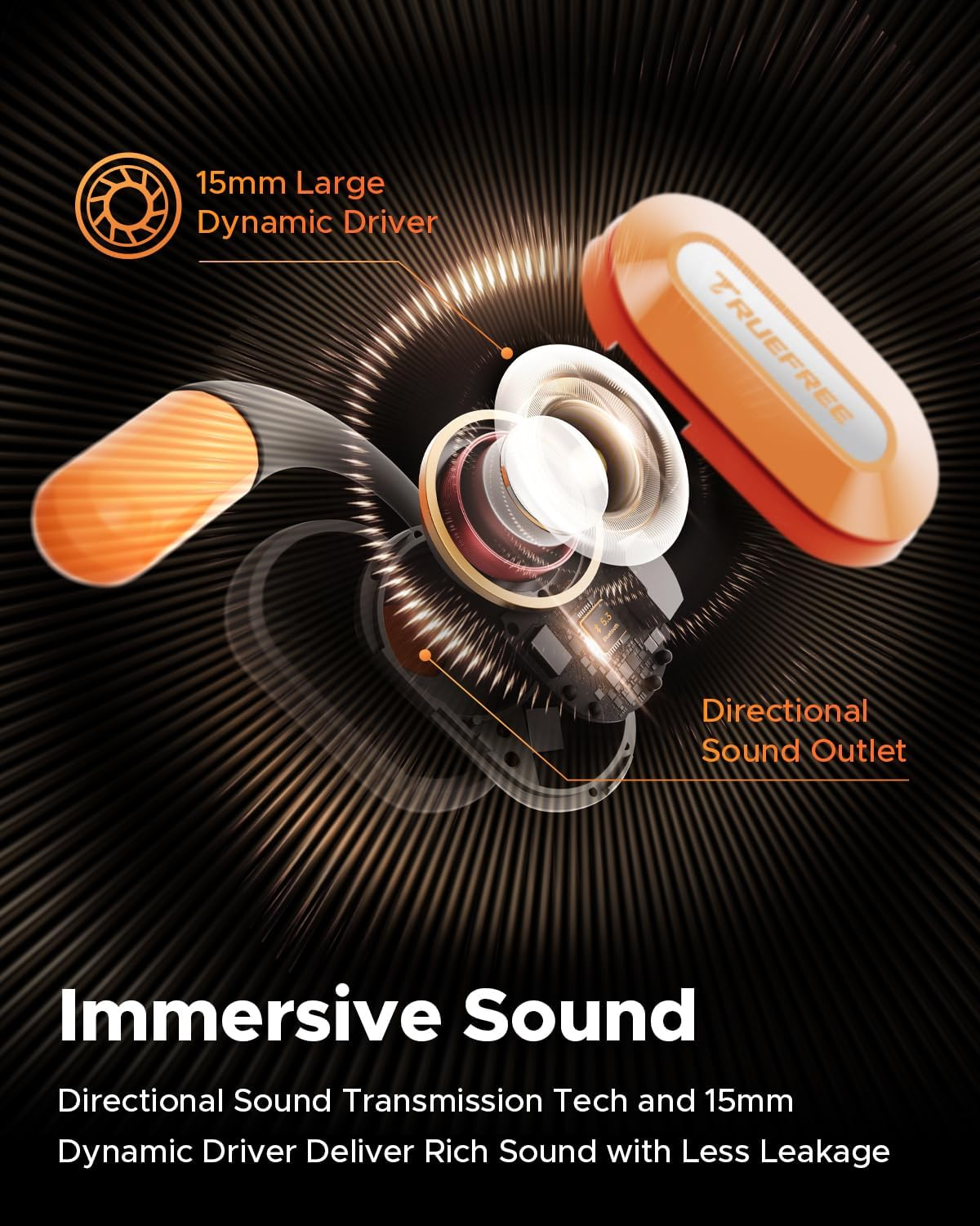 TRUEFREE O2 Open-Ear Bluetooth 5.3 Headphones, Air Conduction Wireless Earbuds, 22 Hrs Playtime, 15Mm Enhanced Bass, Four Mics Clear Calls, IPX5 Waterproof, Multipoint Connection,Comfortable Workout image number 1