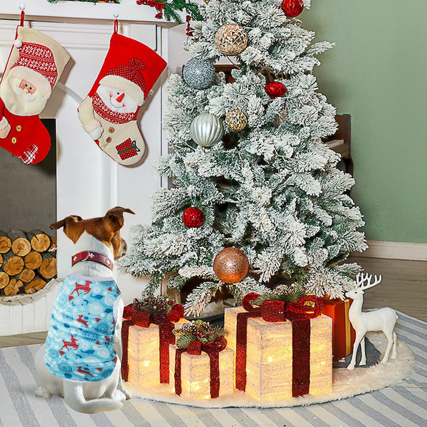 Christmas Dog Shirt Reindeer Snowflake Christmas Style Puppy Sweatshirt Soft Pet Vest Clothes Cat Dog Christmas Pet Costume Christmas Party Vest Pet Clothing for Small Dogs Cats image number 1