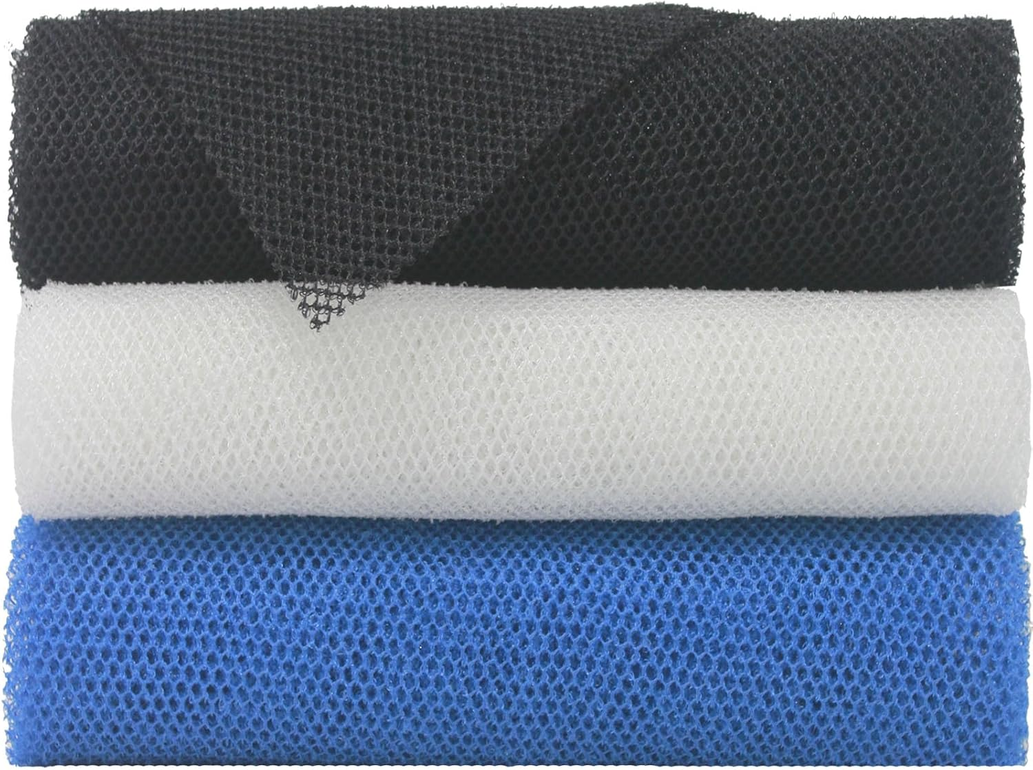 3 Pcs African Net Sponge Authentic，Body Scrubber, Body Exfoliator, Body Scrubber Net for Back Skin Smoother (Black, White, Blue)