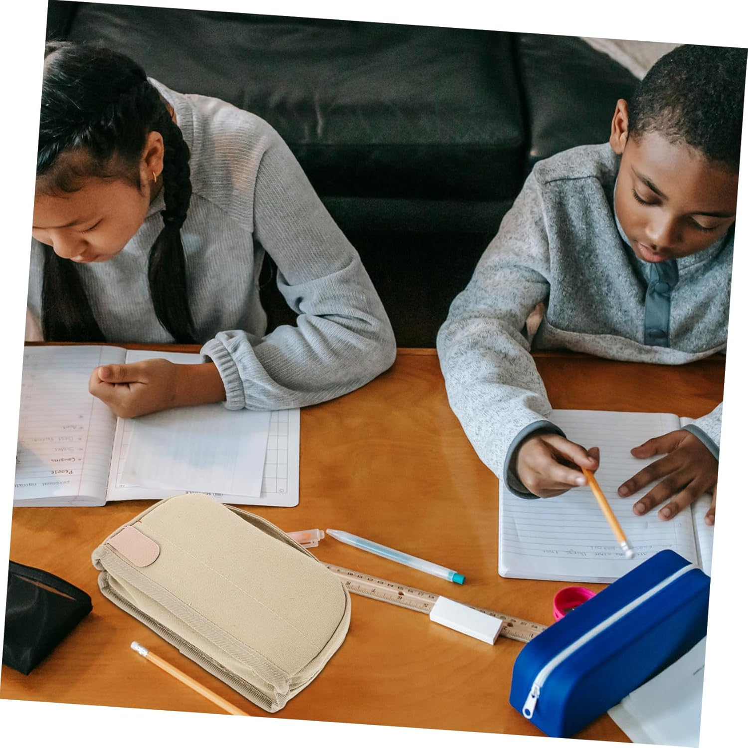 SECFOU Multi-Function Pencil Bag Zipper Adorable Pen Storage Bag for Desk Accessories