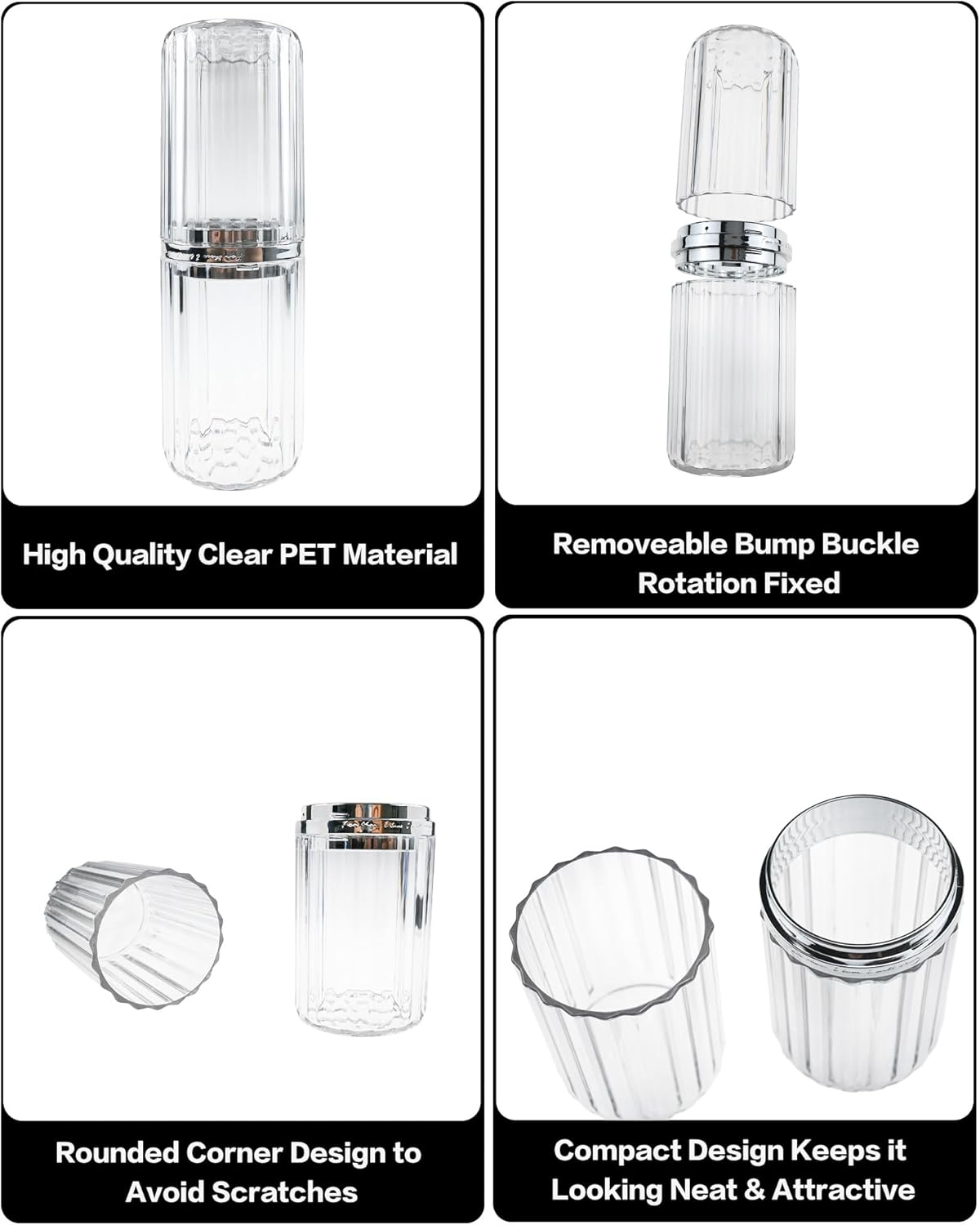 Toothbrush Travel Case - Portable Travel Toothbrush Holder & Toothpaste Container Dustproof Multi-Function Plastic Toothbrush Covers for Bathroom, Vacations, Camping, Work Trips (Transparent Sliver) image number 4