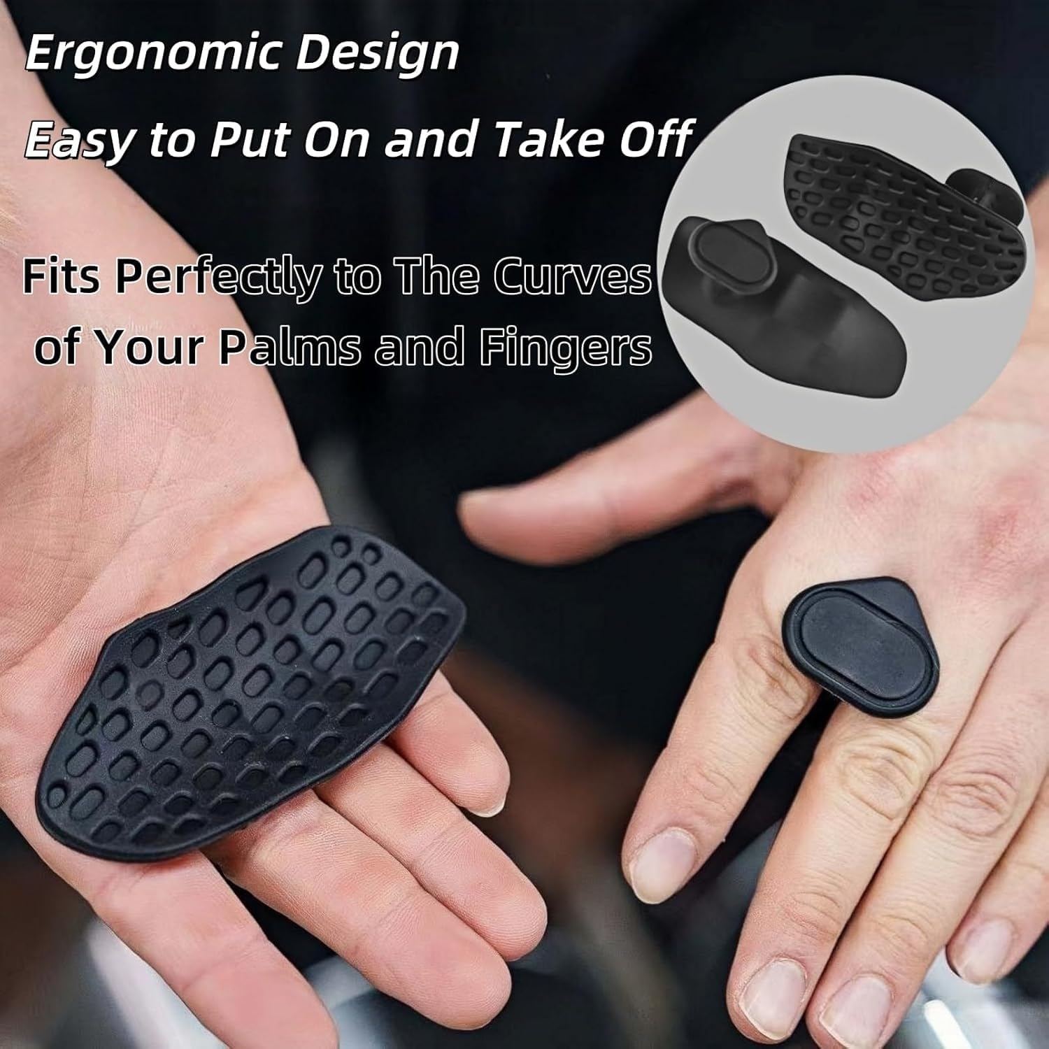 Original Weight Lifting Grips for Men Women Deadlifts, Rows, Ergonomics Workout Rubber Gym Grips Pads for Palm Protection, Fingerless Workout Gloves for Men Exercise Bodybuilding image number 2