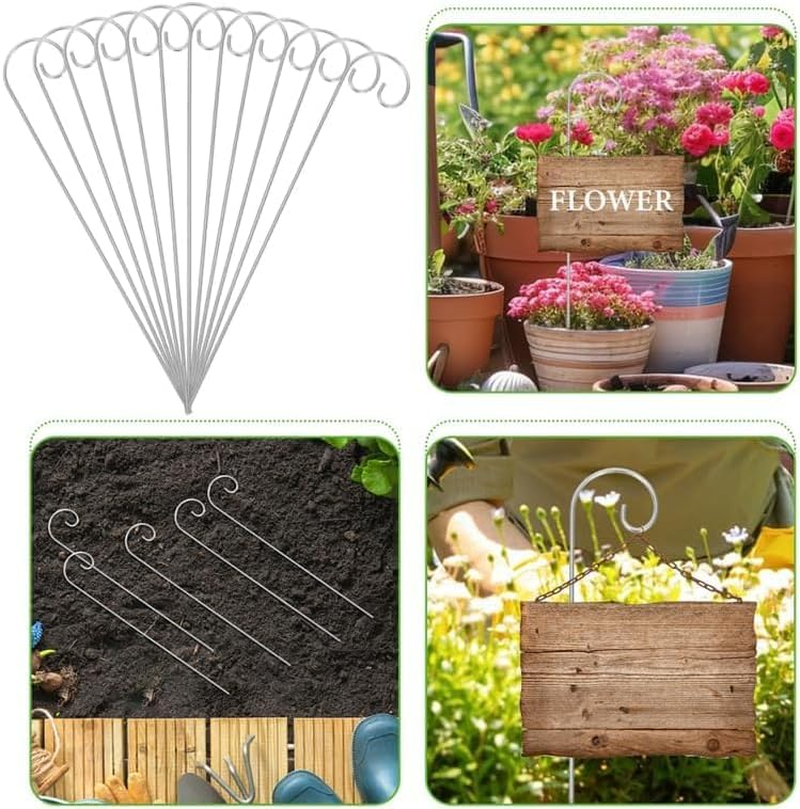 20Pcs Silver Iron Shepherds Hooks - Short Plant Tags & Floral Sticks for Outdoor Arrangements, Bird Feeder, Lantern & Card Holder, Garden Markers image number 4