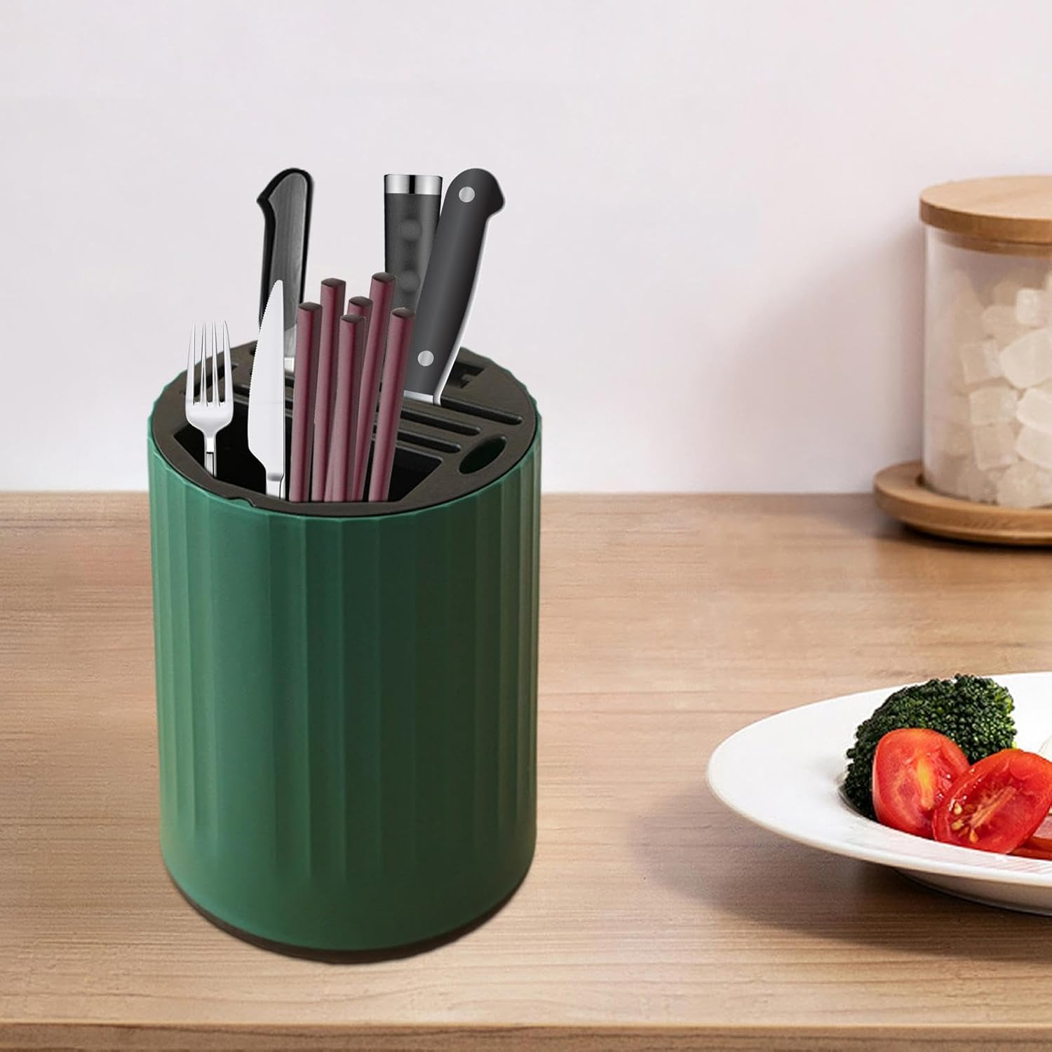 Rotating Knife Holder for Kitchen - 360 Degree Rotating Chopstick Cage Cutlery Stand - Rotating Stand for Kitchen Knives, Forks, Spoons, Mixers, Chopsticks