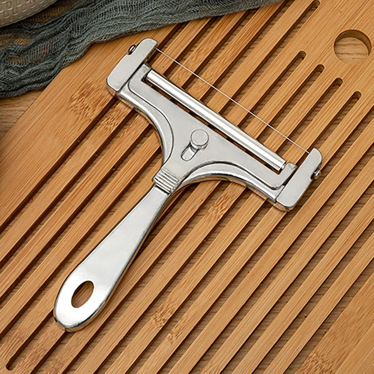 AIMALL Adjustable Cheese Slicer, 5.75-Inch Stainless Steel Wire Cheese Cutter, Essential Kitchen Tool for Perfectly Sliced Cheese image number 6