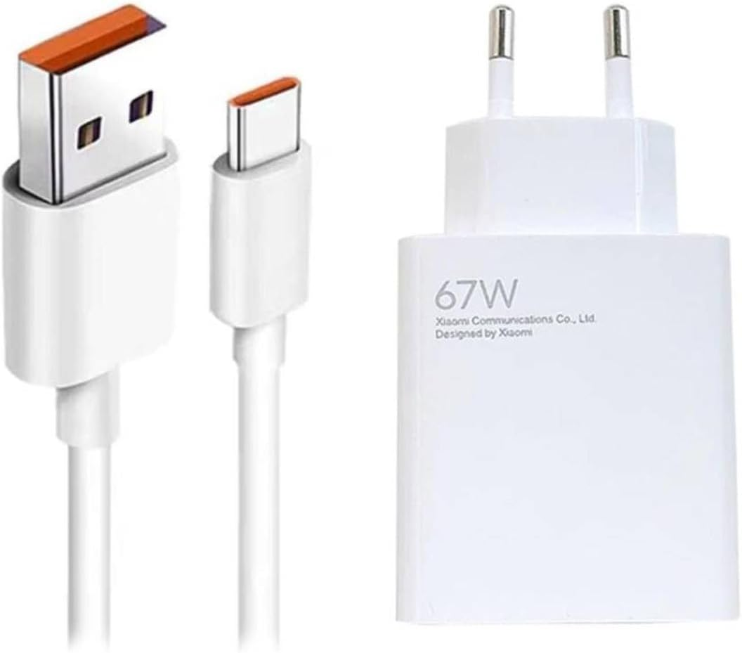 Xiaomi 67W Hypercharge Combo (Type-A) - 67W Charger, USB Port, USB-C Cable, Smart Device Identification, White (ES Version)