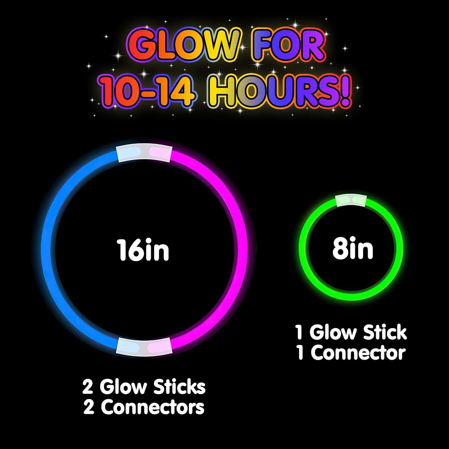90Pcs Glow Sticks Bulk Party Favors-Safe Glowsticks with 100Pcs Connectors for DIY Bracelets, Necklaces, Glasses ,Perfect for Night Events, Easter, Christmas, Halloween Party, Football Party Supplies image number 4