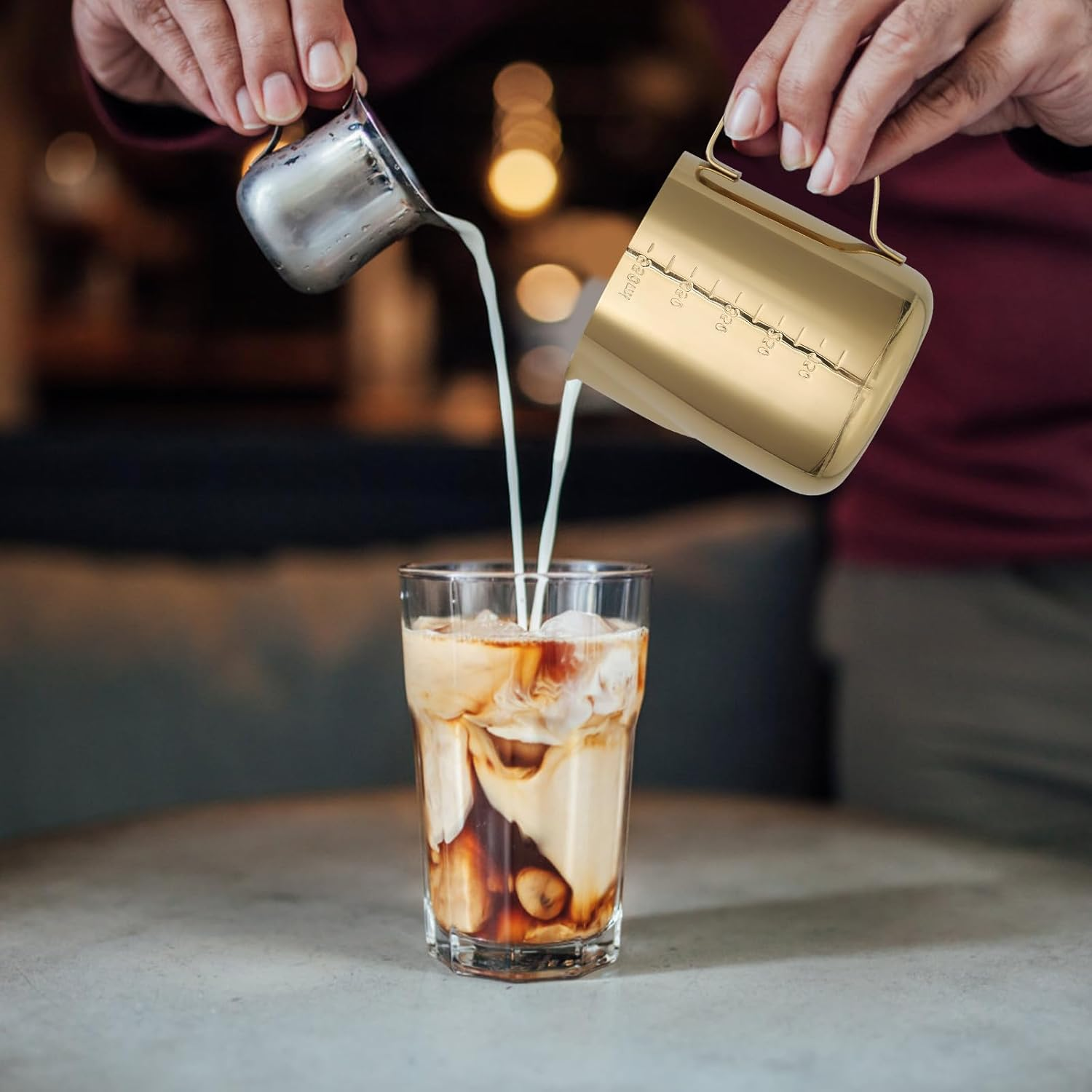 ZUNOXAZ Stainless Steel Milk Frothing Pitcher 600Ml Thickened Gold Metal Frother Jug with Scale for Espresso Machine Coffee Latte Art image number 5