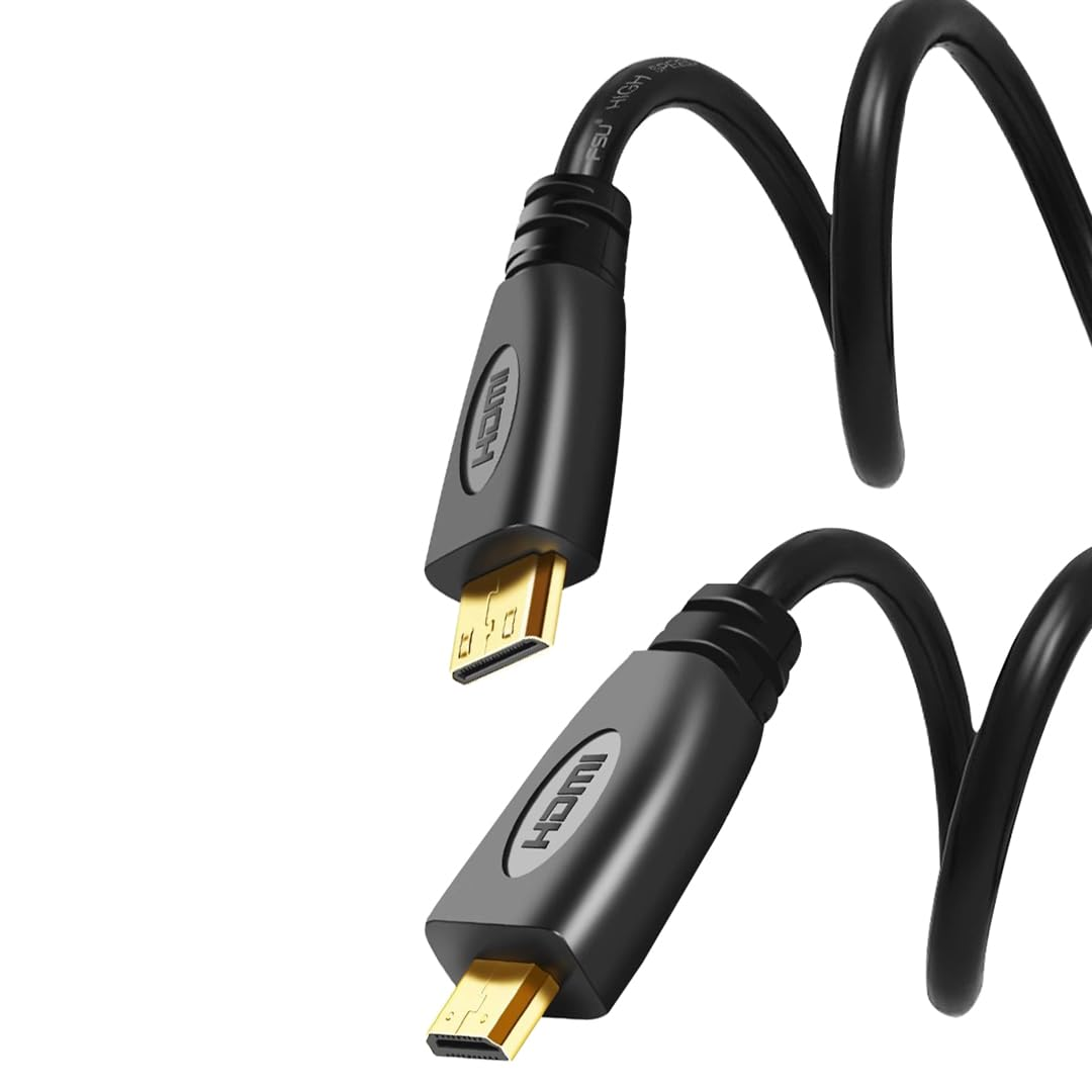 Hexchuang Micro HDMI to Mini HDMI Cable for Camera to Portable Monitor, High Speed Mini HDMI Type C Male to Micro HDMI Type D Male Cord 1080P (0.3M) image number 4