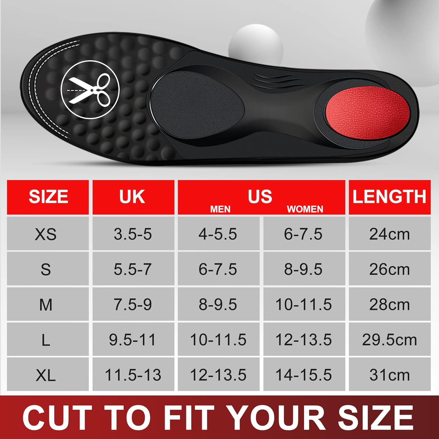 Plantar Fasciitis Insoles, Orthotic Shoe Inserts with Arch Supports, Metatarsal and Heel Cushion for Metatarsalgia, Flat Feet, Forefoot Pain, Morton&rsquo;S Neuroma, Arch Support Insoles for Women and Men image number 2