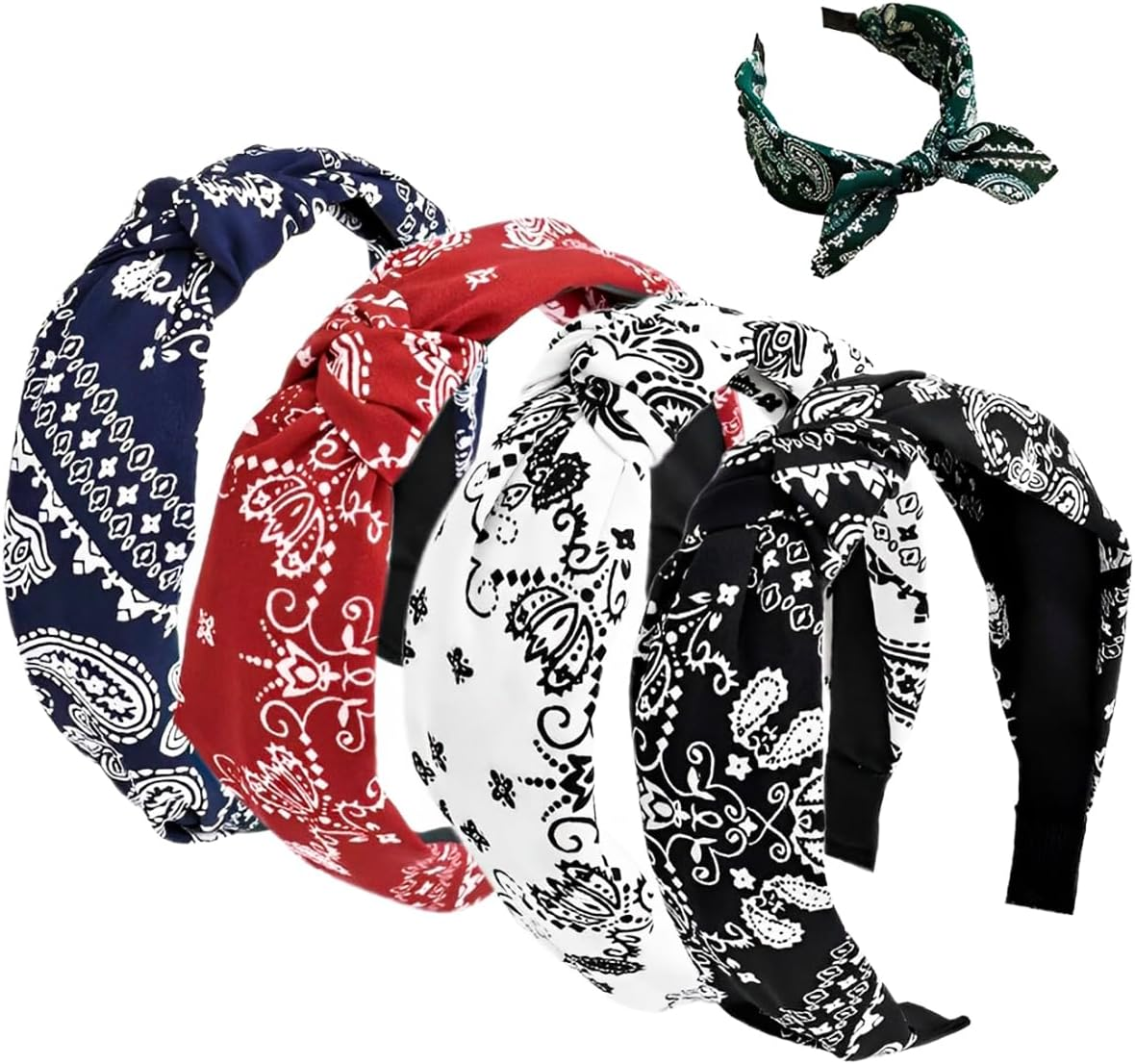 Gorise 5-Piece Set of Women'S Vintage Stretch Headbands Non-Slip Bohemian Wide Earrings 1920S Style Love Knot Hair Accessories Yoga Fitness Party Wedding Decorations image number 6